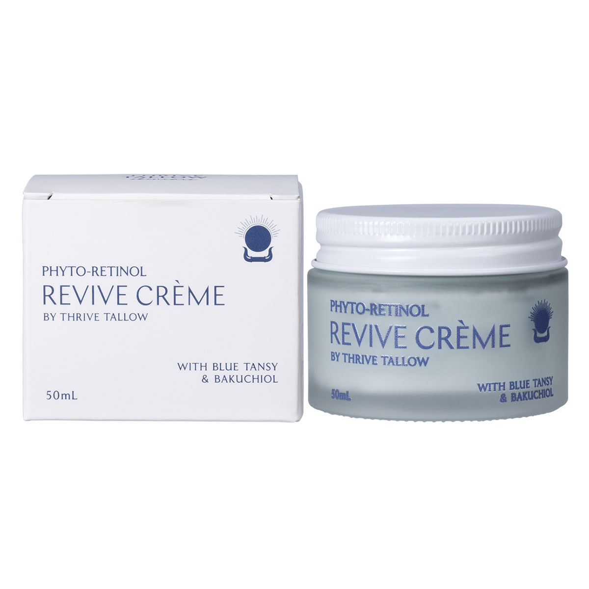 Thrive Tallow Phyto-Retinol Revive Creme with Bakuchiol, Blue Tansy and Grass-Fed Tallow, Night Face Cream for Fine Lines, 50ml