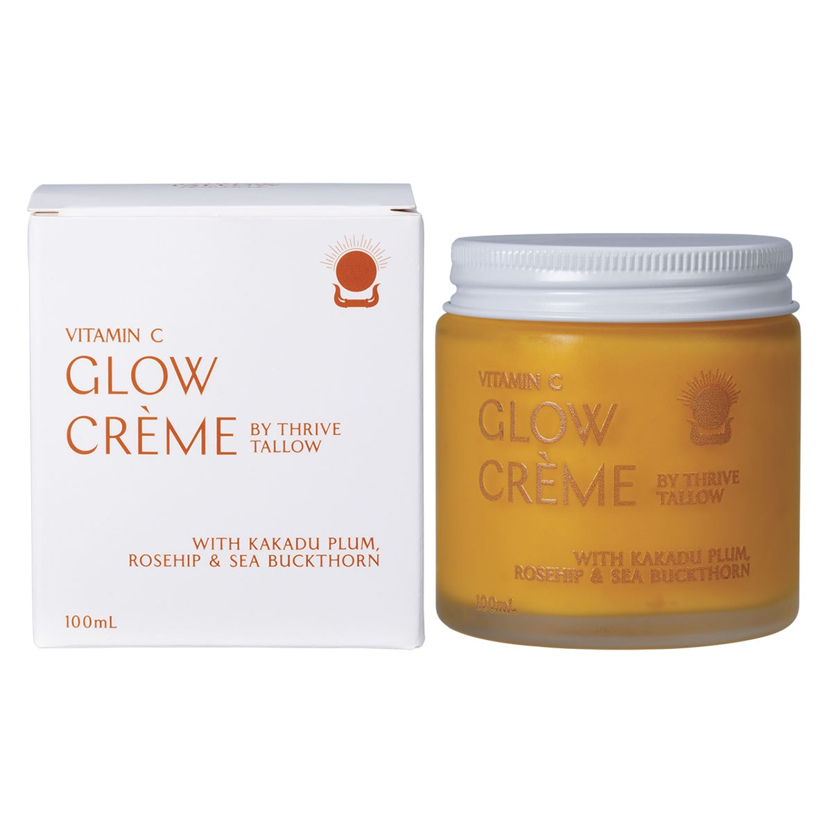 Thrive Tallow Vitamin C Glow Creme with Kakadu Plum, Sea Buckthorn, Rosehip and Grass-Fed Tallow, Day Face Cream for Radiance, 100ml