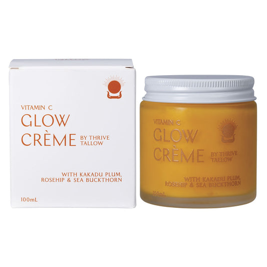 Thrive Tallow Vitamin C Glow Creme with Kakadu Plum, Sea Buckthorn, Rosehip and Grass-Fed Tallow, Day Face Cream for Radiance, 100ml