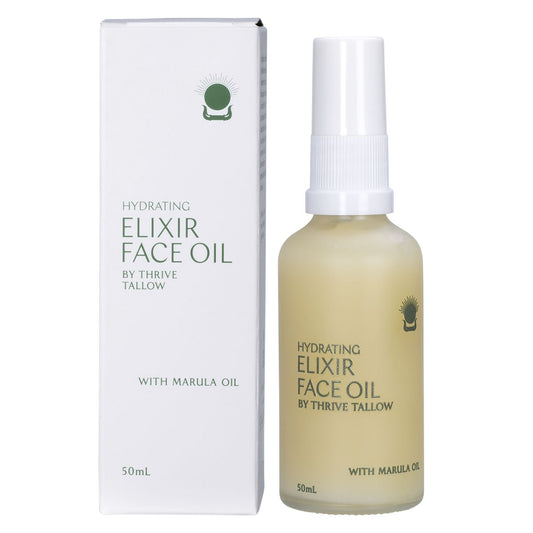 Thrive Tallow Hydrating Elixir Face Oil with Marula, Castor and Olive Oils and Grass-Fed Tallow, Face Oil for Gua Sha and Massage, 50ml