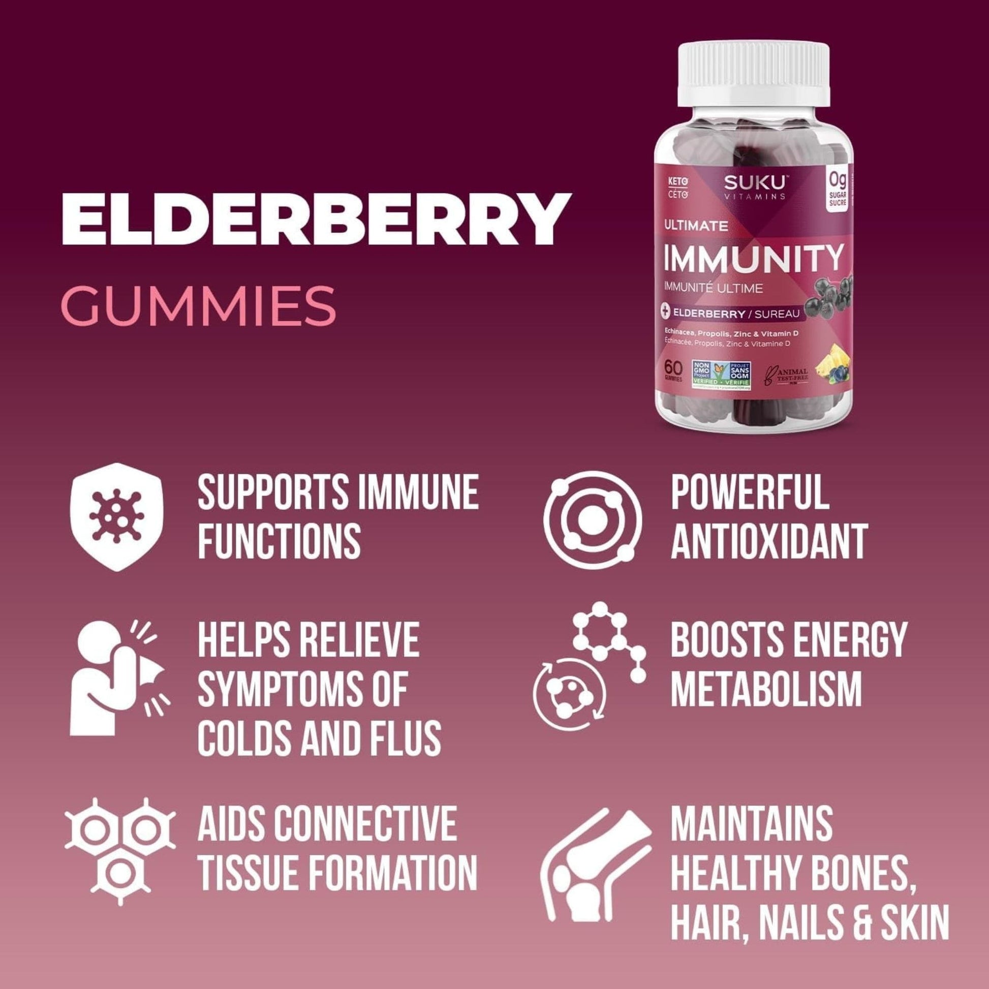 Bluenberry and Pineapple Flavour, 60 Gummies | SUKU Vitamins Ultimate Immunity