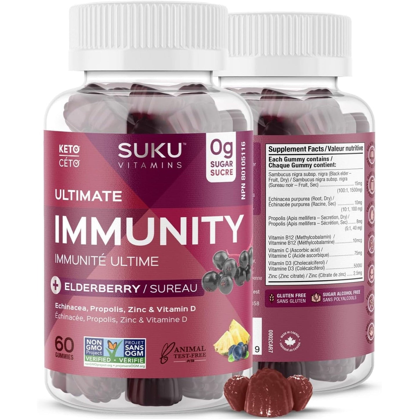 Bluenberry and Pineapple Flavour, 60 Gummies | SUKU Vitamins Ultimate Immunity