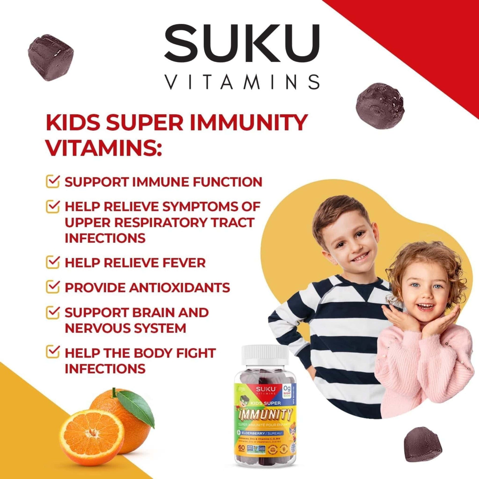 Orange Flavour, 60 Gummies | SUKU Vitamins Kids Super Immunity