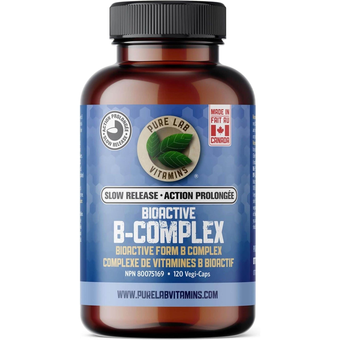 120 Vegetable Capsules | Pure Lab Vitamins Bioactive B-Complex Slow Release