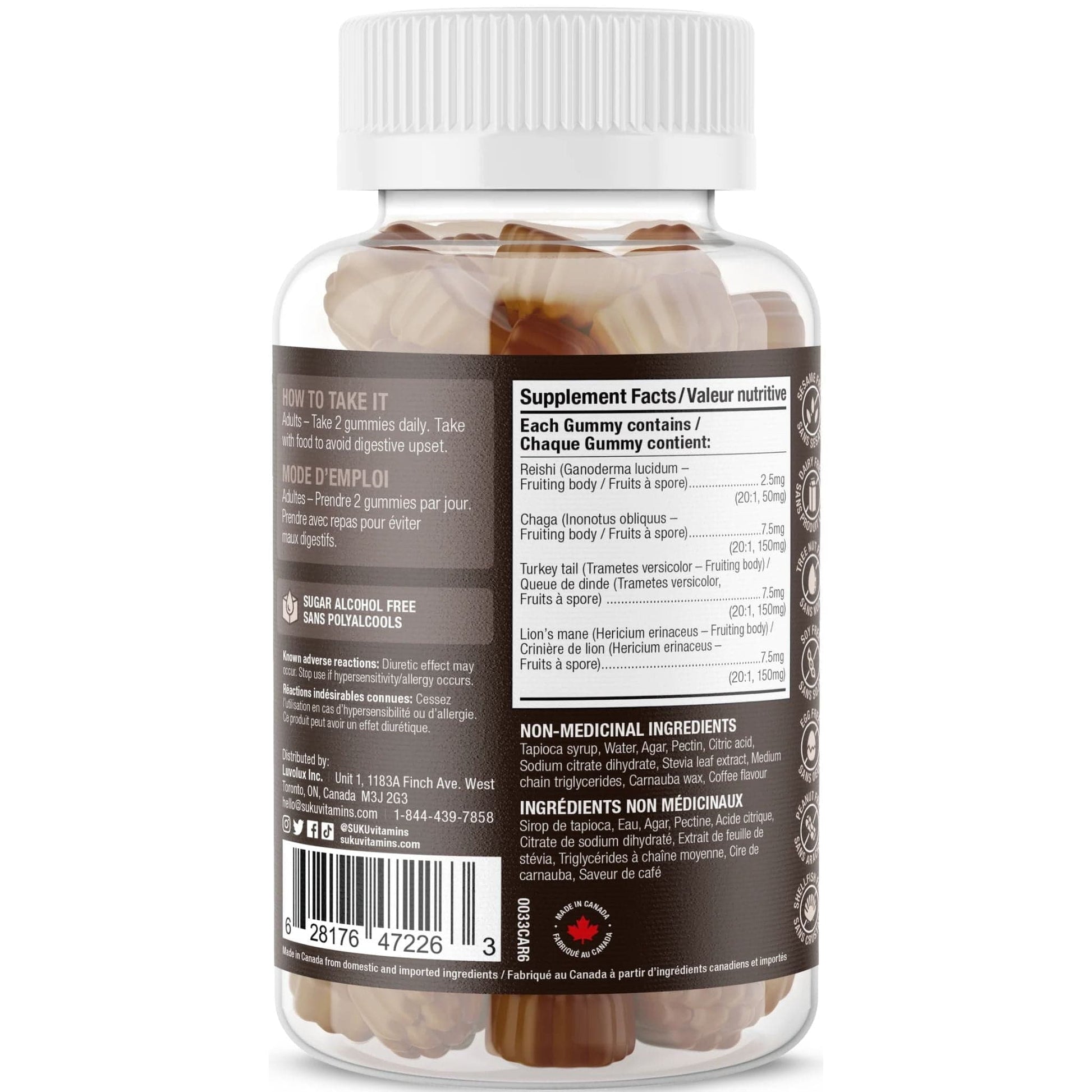 Espresso Decaffeinated Flavour, 60 Gummies | Suku Vitamins Super Mushrooms