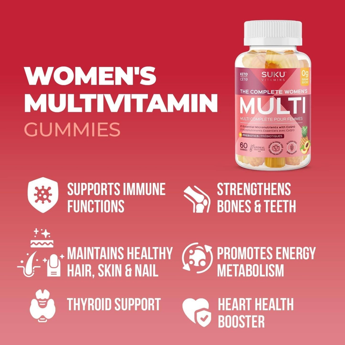 Peach and Pineapple Flavour, 60 Gummies | SUKU Vitamins The Complete Women's Multi