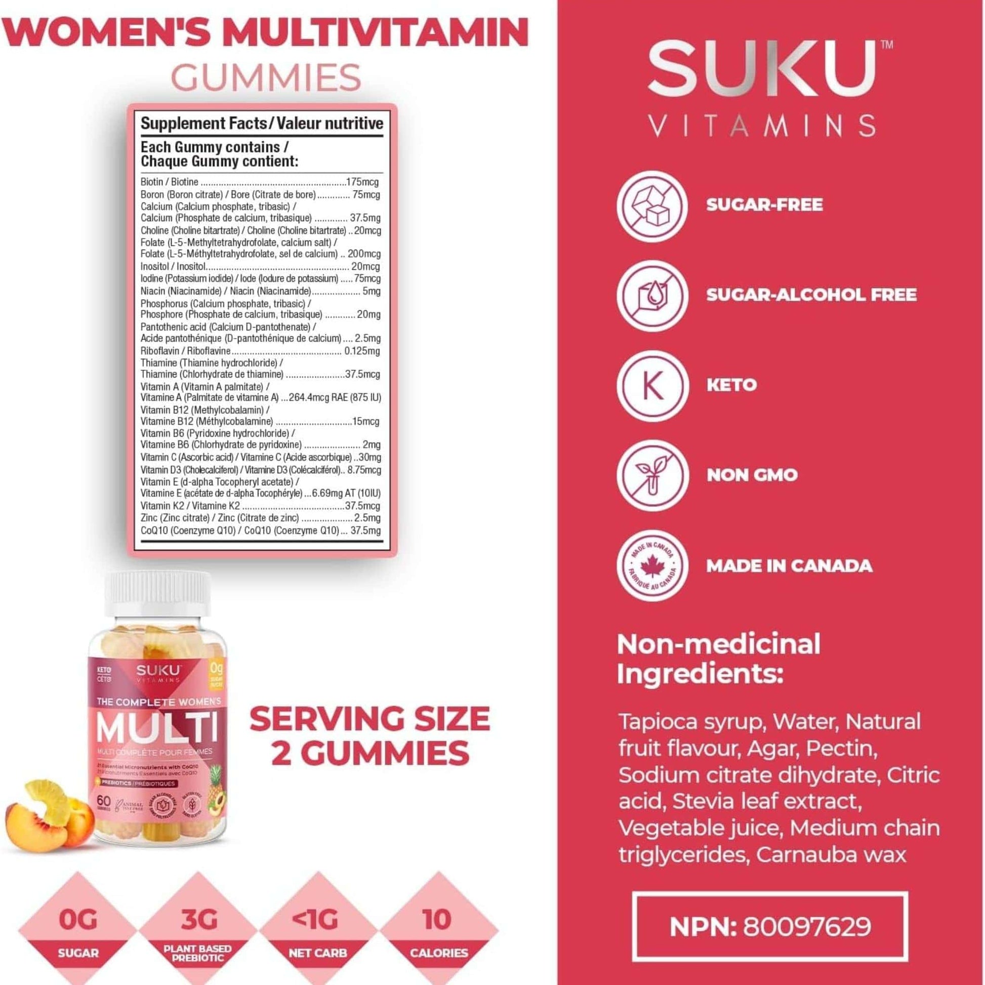 Peach and Pineapple Flavour, 60 Gummies | SUKU Vitamins The Complete Women's Multi
