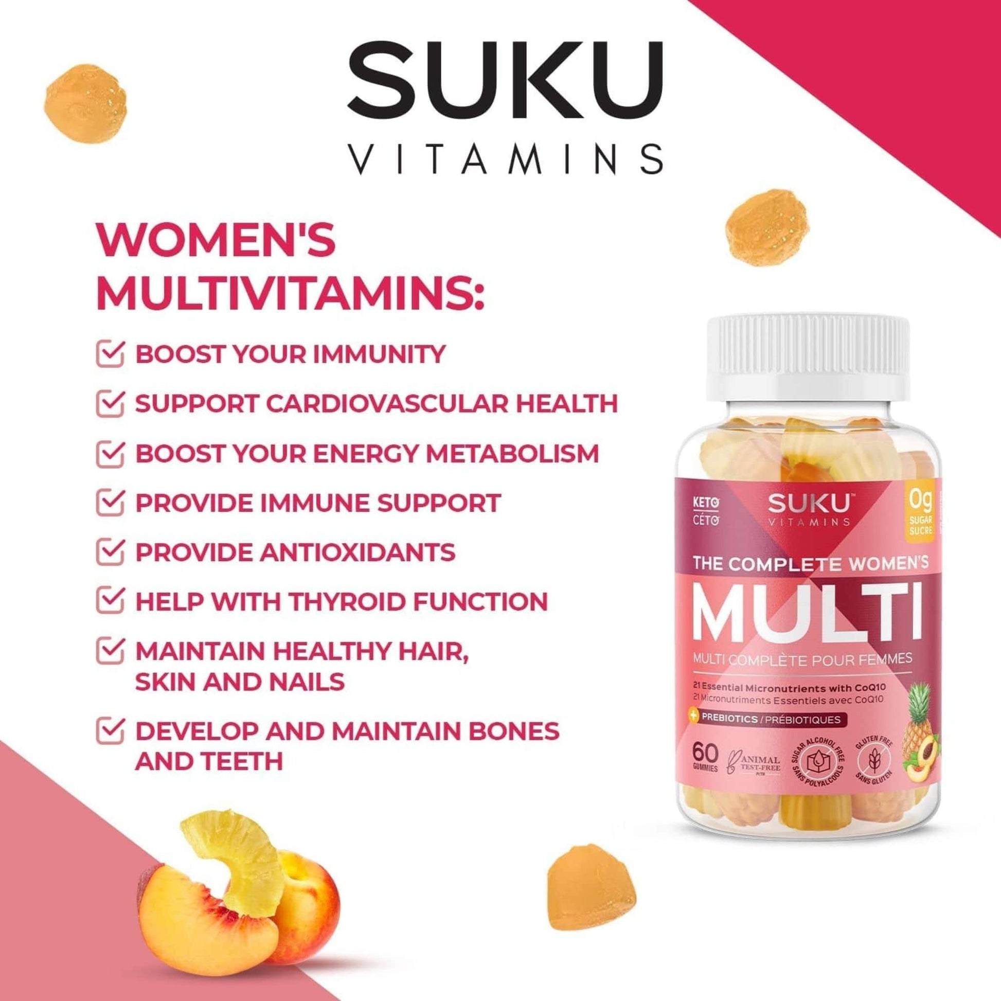 Peach and Pineapple Flavour, 60 Gummies | SUKU Vitamins The Complete Women's Multi