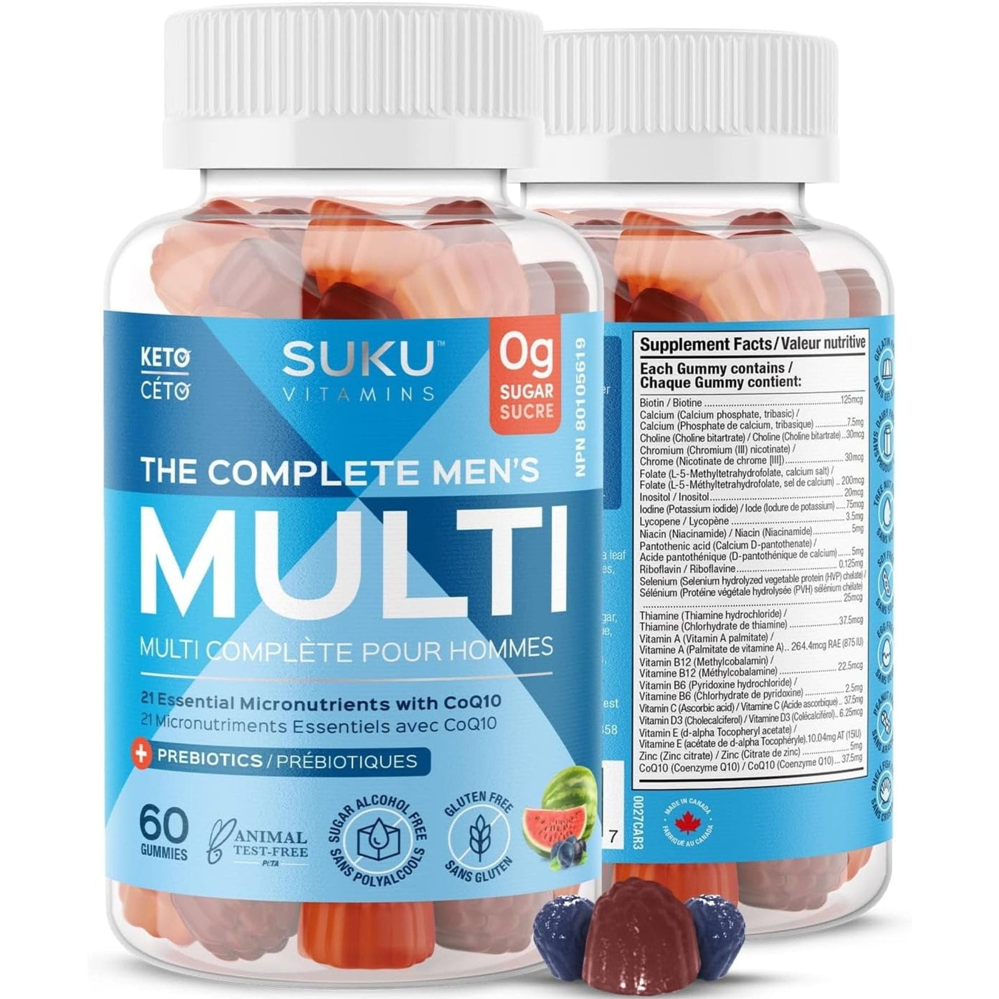 Blueberry and Watermelon Flavour, 60 Gummies | SUKU Vitamins The Complete Men's Multivitamin