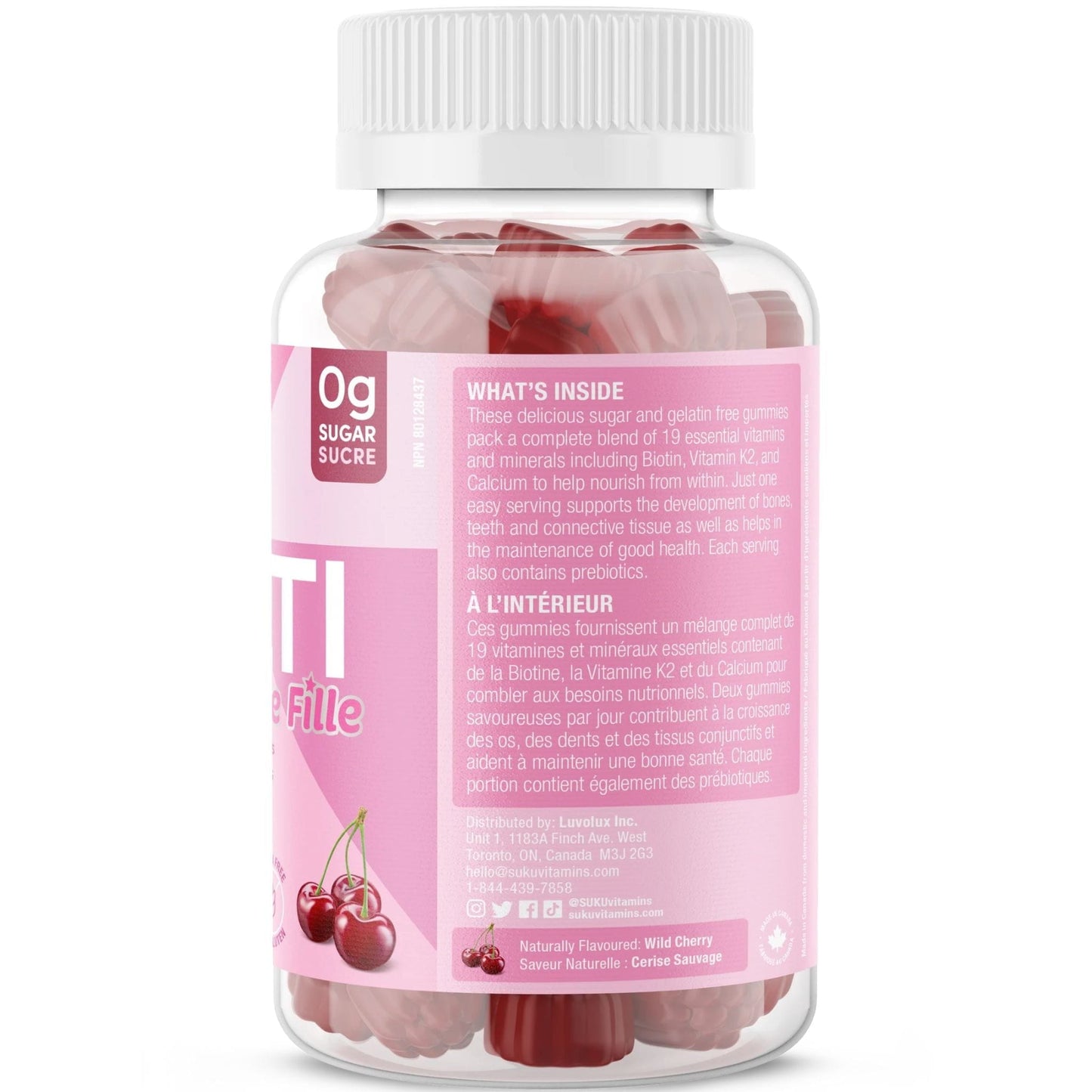 Cherry Flavour, 60 Gummies | Suku Vitamins Teen Girl Total Multivitamin