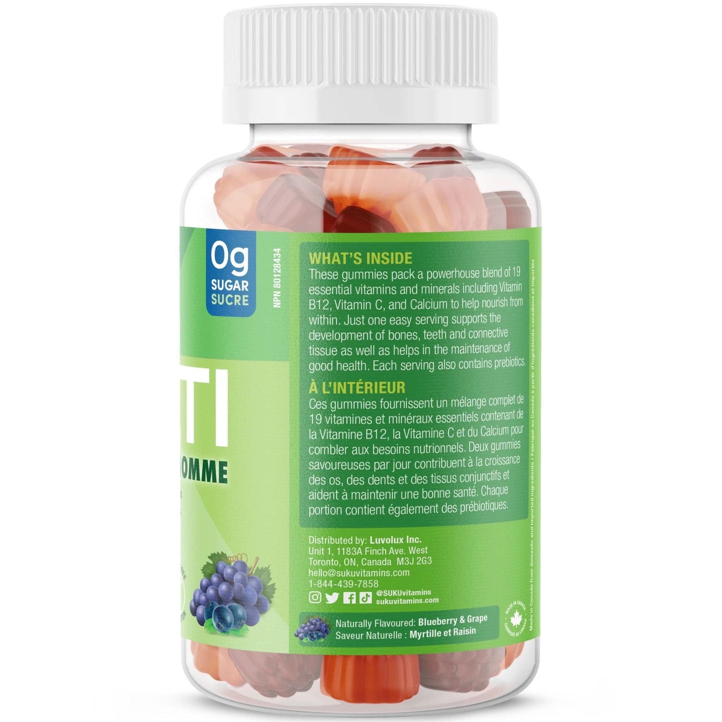 Blueberry and Grape Flavour, 60 Gummies | Suku Vitamins Teen Boy Total Multivitamin