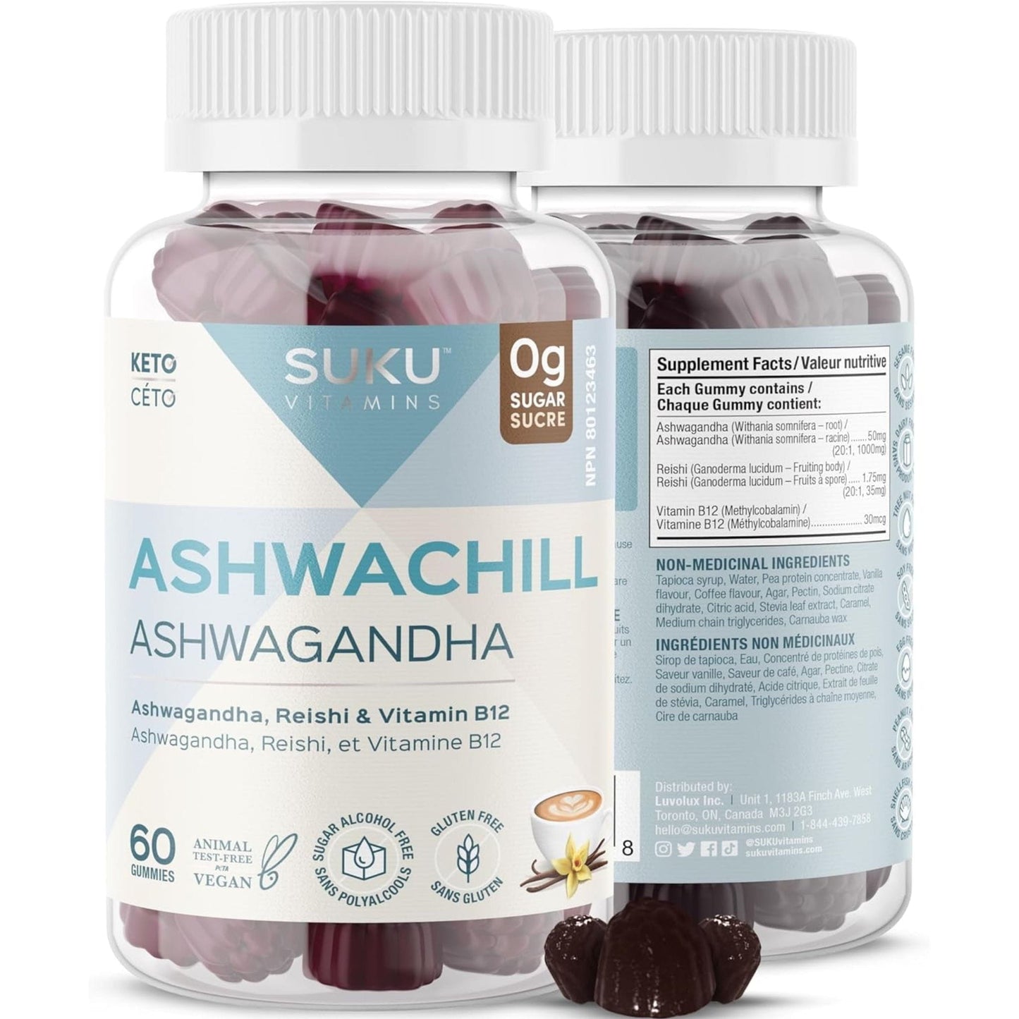 Vanilla Cappuccino Flavour, 60 Gummies  | SUKU Vitamins Aswachill Ashwagandha