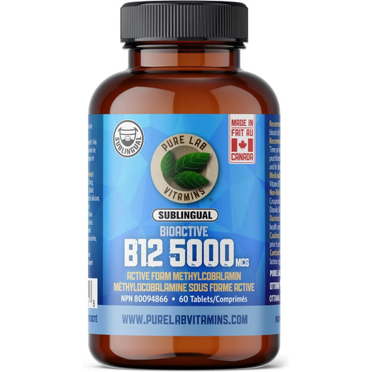 60 Tablets | Pure Lab Vitamins Bioactive B12 5000 MCG Sublingual