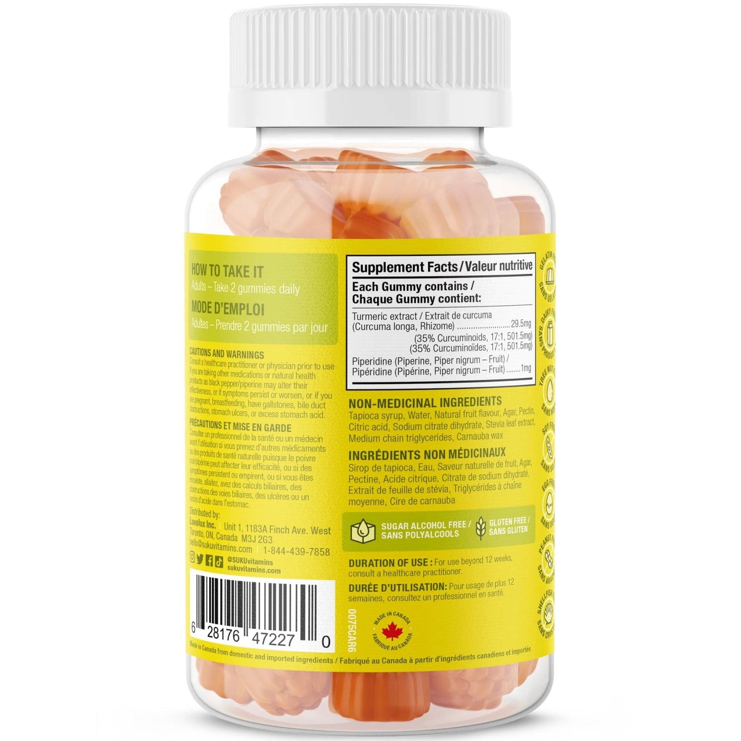 Lemon Lime Flavour, 60 Gummies | Suku Vitamins Turmeric