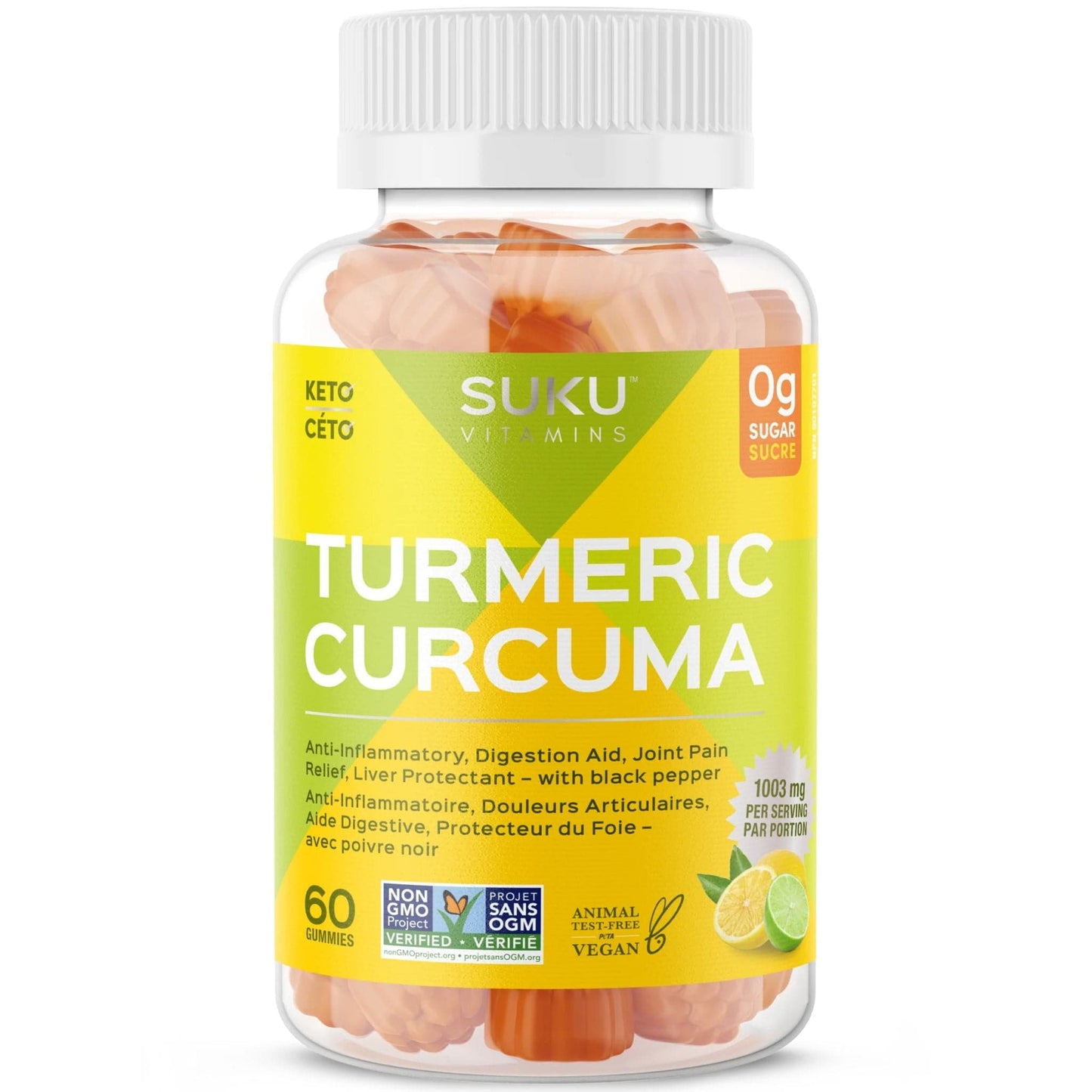 Lemon Lime Flavour, 60 Gummies | Suku Vitamins Turmeric