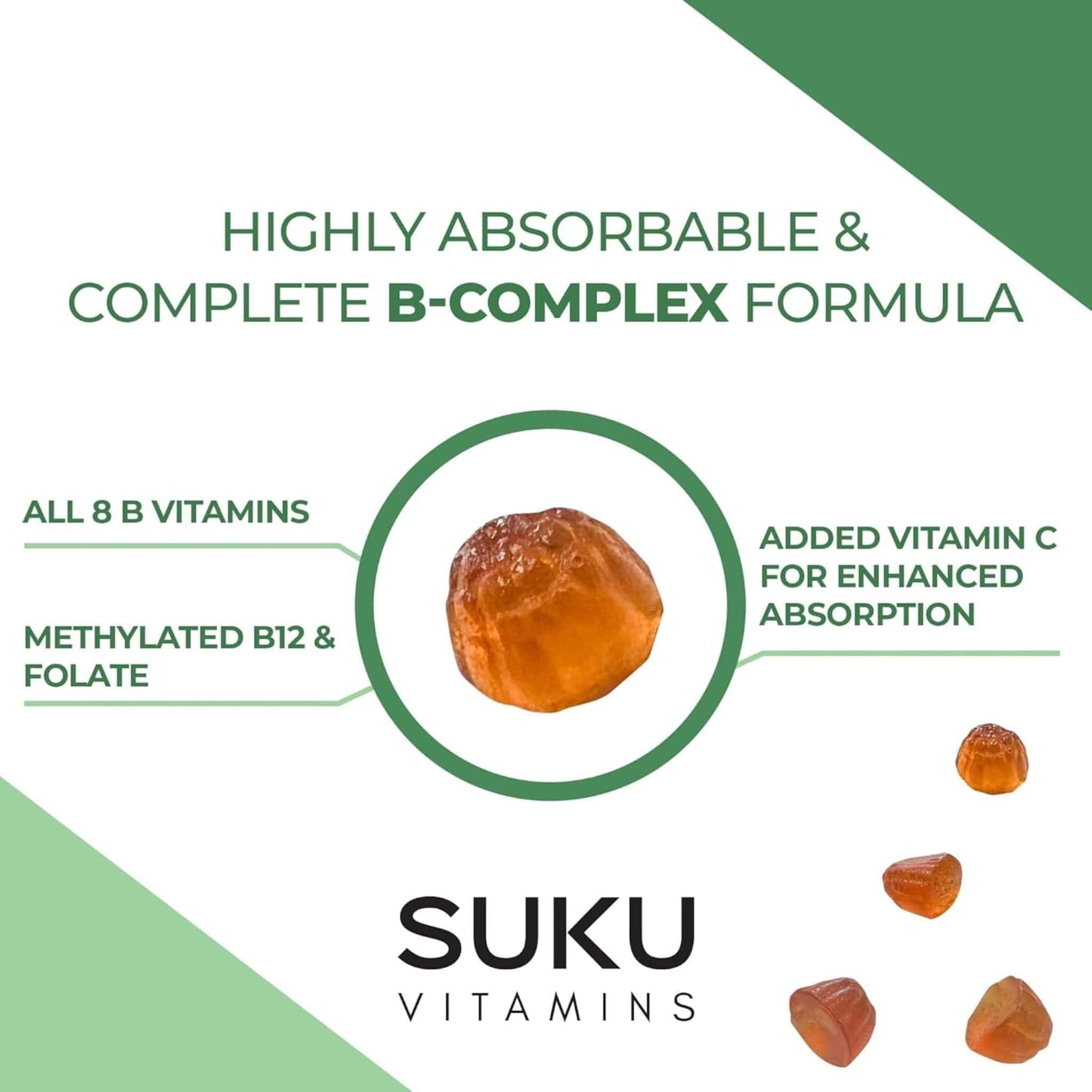 Peach Flavour, 60 Gummies | Suku Vitamins Active B-Complex Gummies