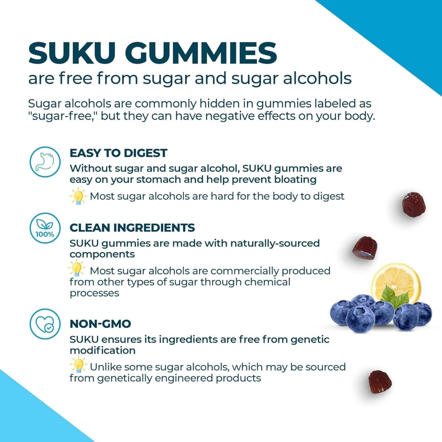 Blueberry Lemon Flavour, 60 Gummies | Suku Vitamins Luscious Hair (Silicon, Collagen & Biotin for Hair, Skin & Nails)