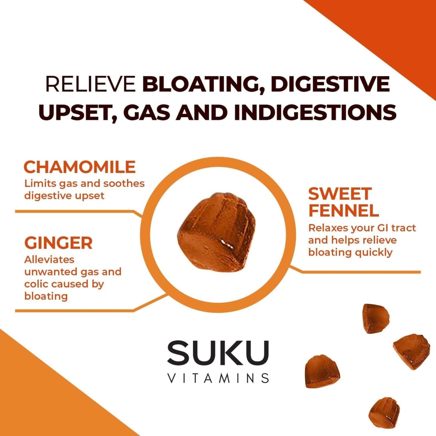 Peach Berry Flavour, 60 Gummies | Suku Vitamins Debloat