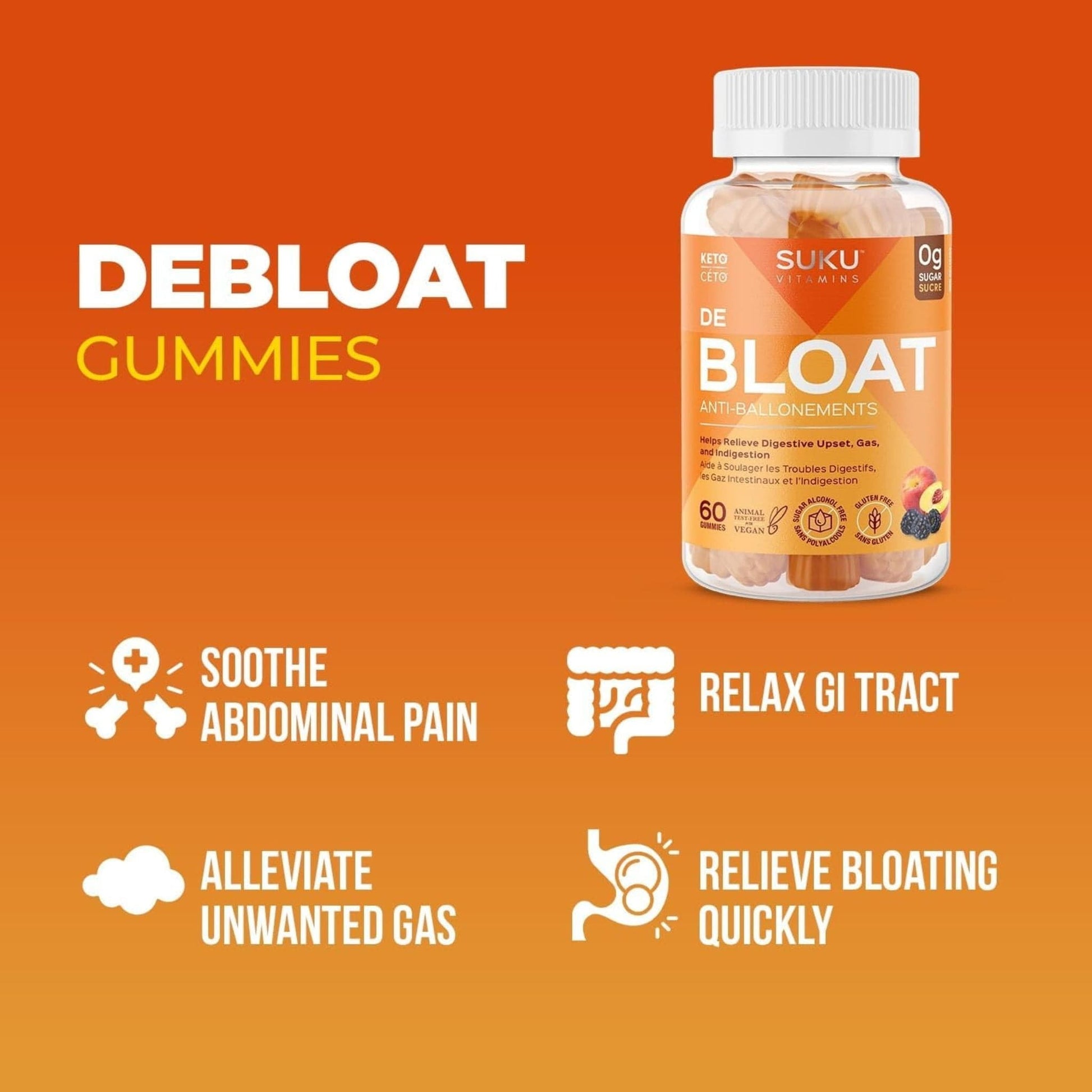 Peach Berry Flavour, 60 Gummies | Suku Vitamins Debloat