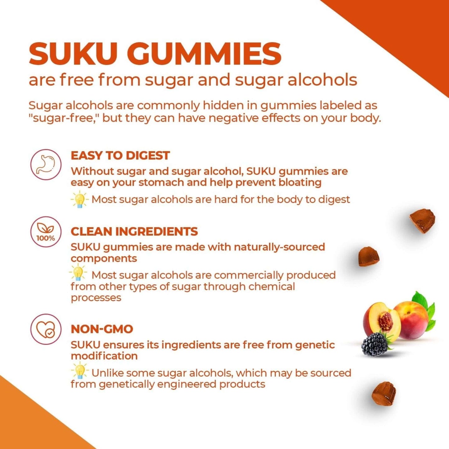 Peach Berry Flavour, 60 Gummies | Suku Vitamins Debloat