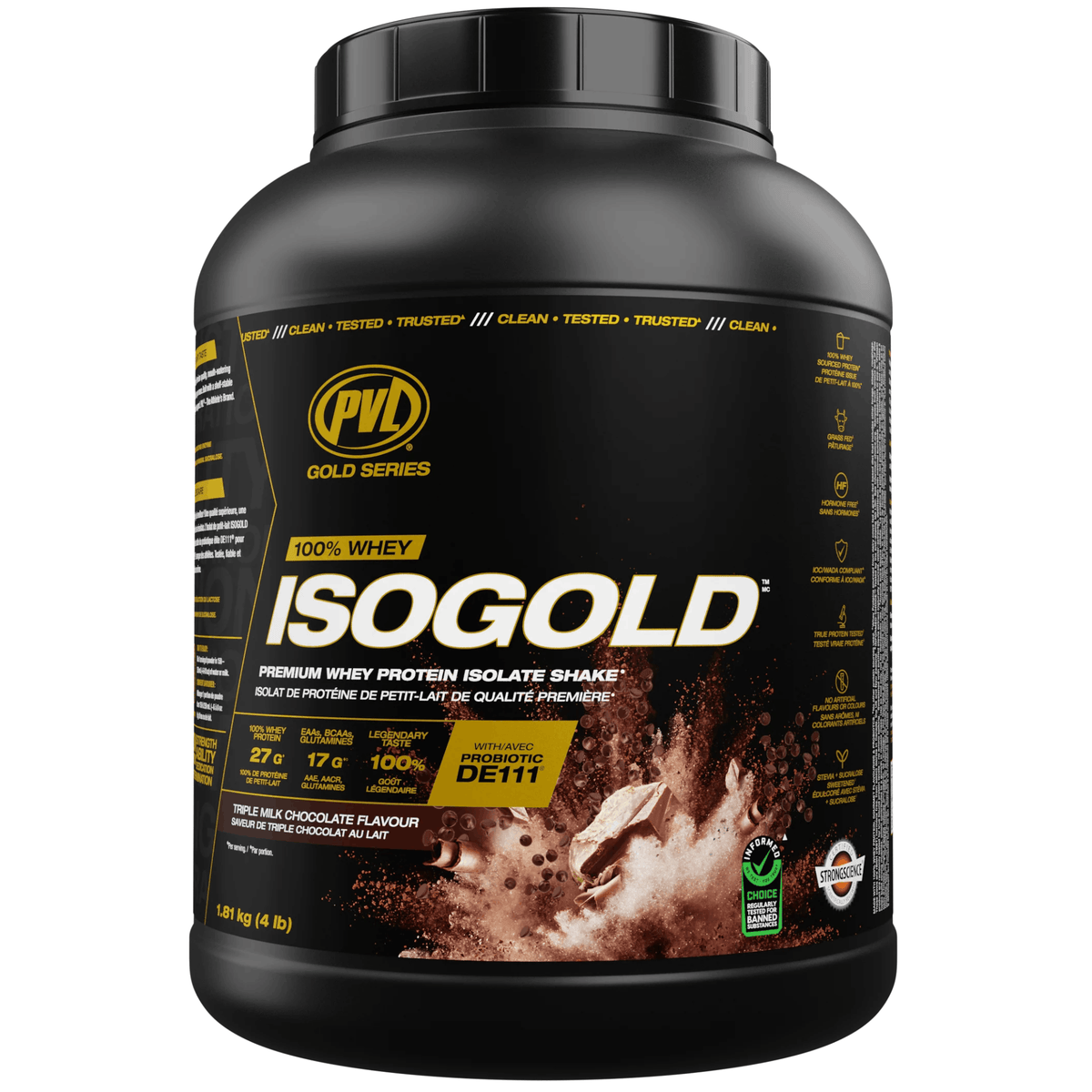 Triple Milk Chocolate 4lb | PVL IsoGold Whey Protein Isolate Protein Powder, With Probiotics, Enzymes & Zero Fillers