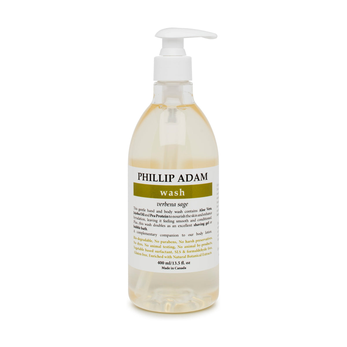 Phillip Adam Hand and Body Wash with Aloe, Jojoba and Pea Protein, 6 Scents, 60ml, 400ml or 1L - Verbena Sage / 400ml