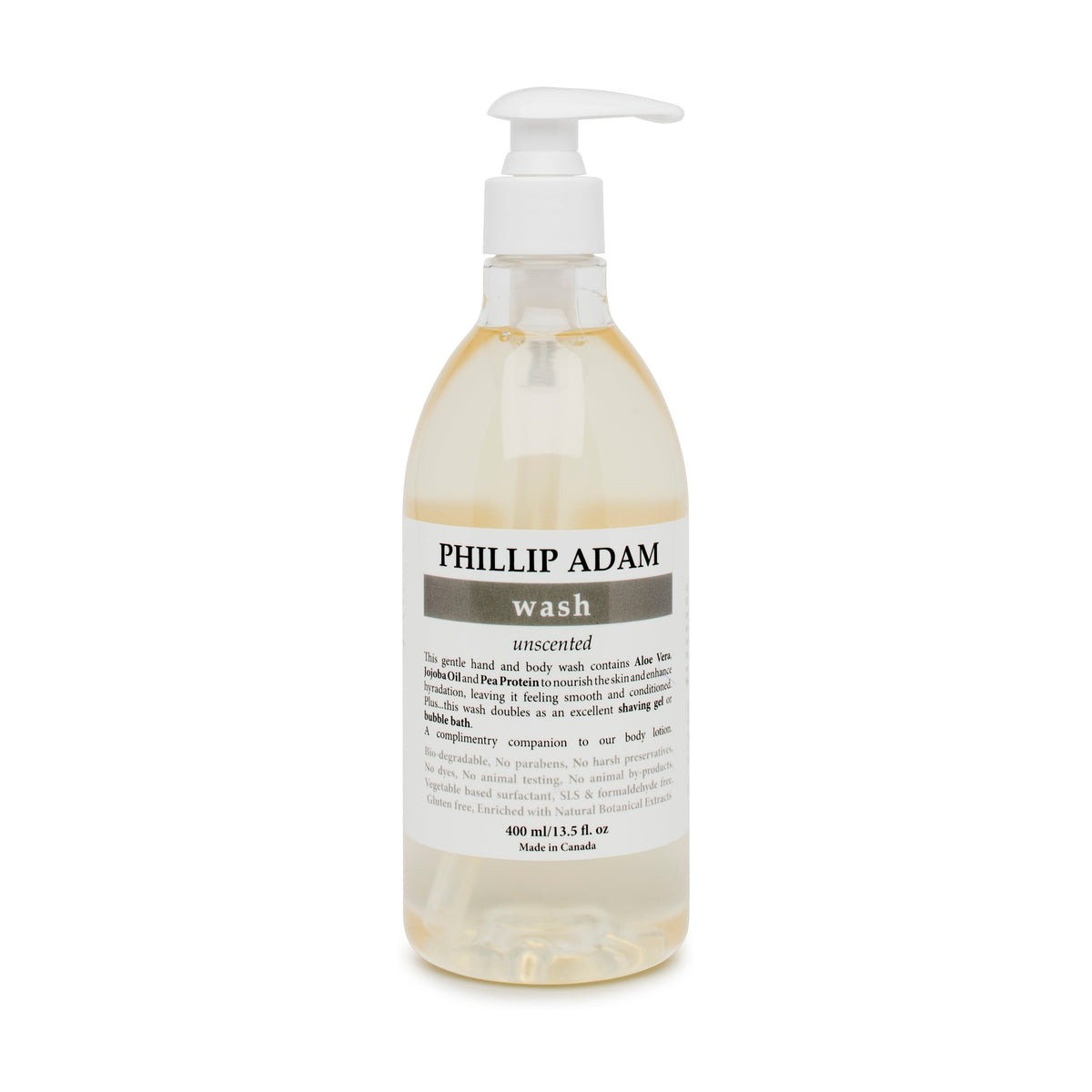 Phillip Adam Hand and Body Wash with Aloe, Jojoba and Pea Protein, 6 Scents, 60ml, 400ml or 1L - Unscented / 400ml