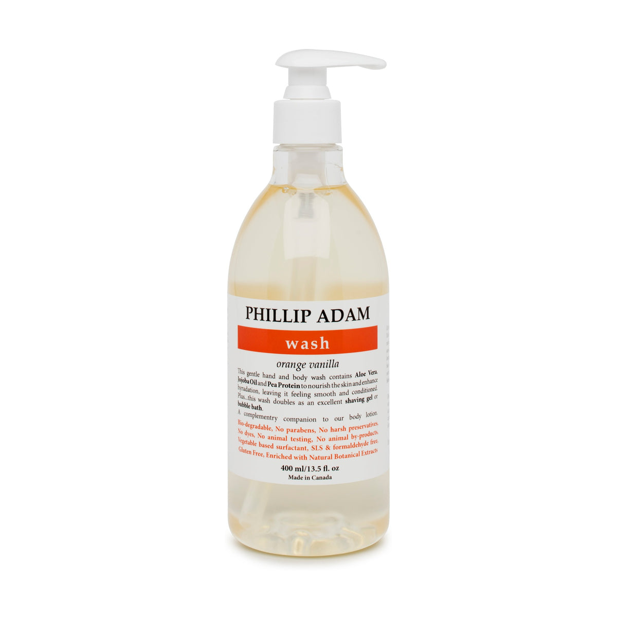 Phillip Adam Hand and Body Wash with Aloe, Jojoba and Pea Protein, 6 Scents, 60ml, 400ml or 1L - Orange Vanilla / 400ml