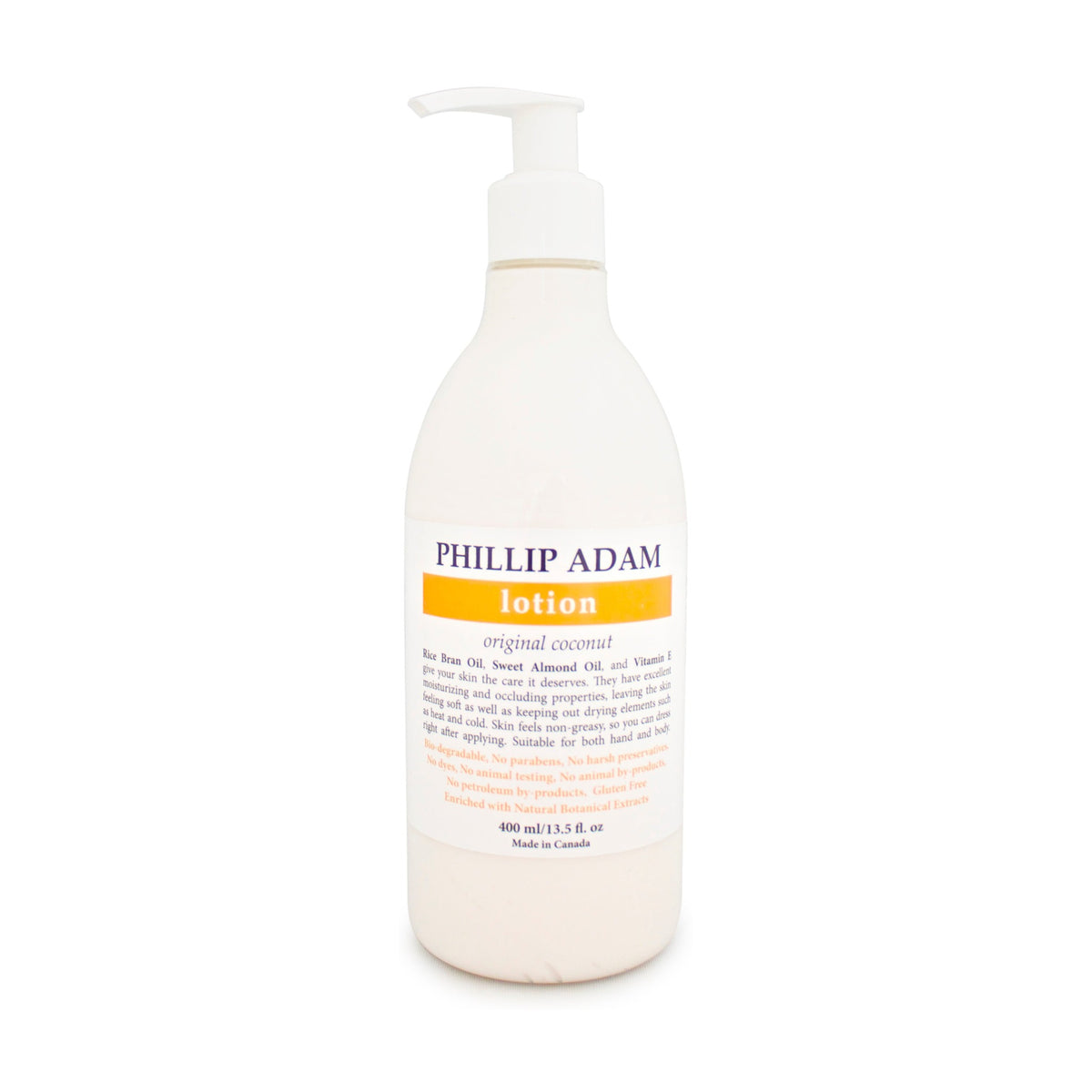 Phillip Adam Non-Greasy Hand and Body Lotion with Rice Bran and Sweet Almond Oil, 5 Scents, 60ml or 400ml - Coconut / 400ml