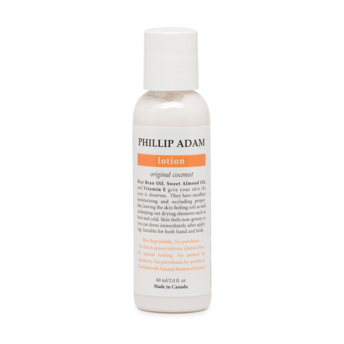 Phillip Adam Non-Greasy Hand and Body Lotion with Rice Bran and Sweet Almond Oil, 5 Scents, 60ml or 400ml - Coconut / 60ml