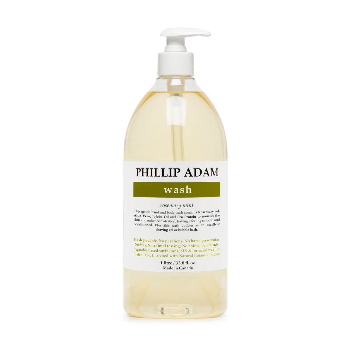 Phillip Adam Hand and Body Wash with Aloe, Jojoba and Pea Protein, 6 Scents, 60ml, 400ml or 1L - Rosemary Mint / 1L