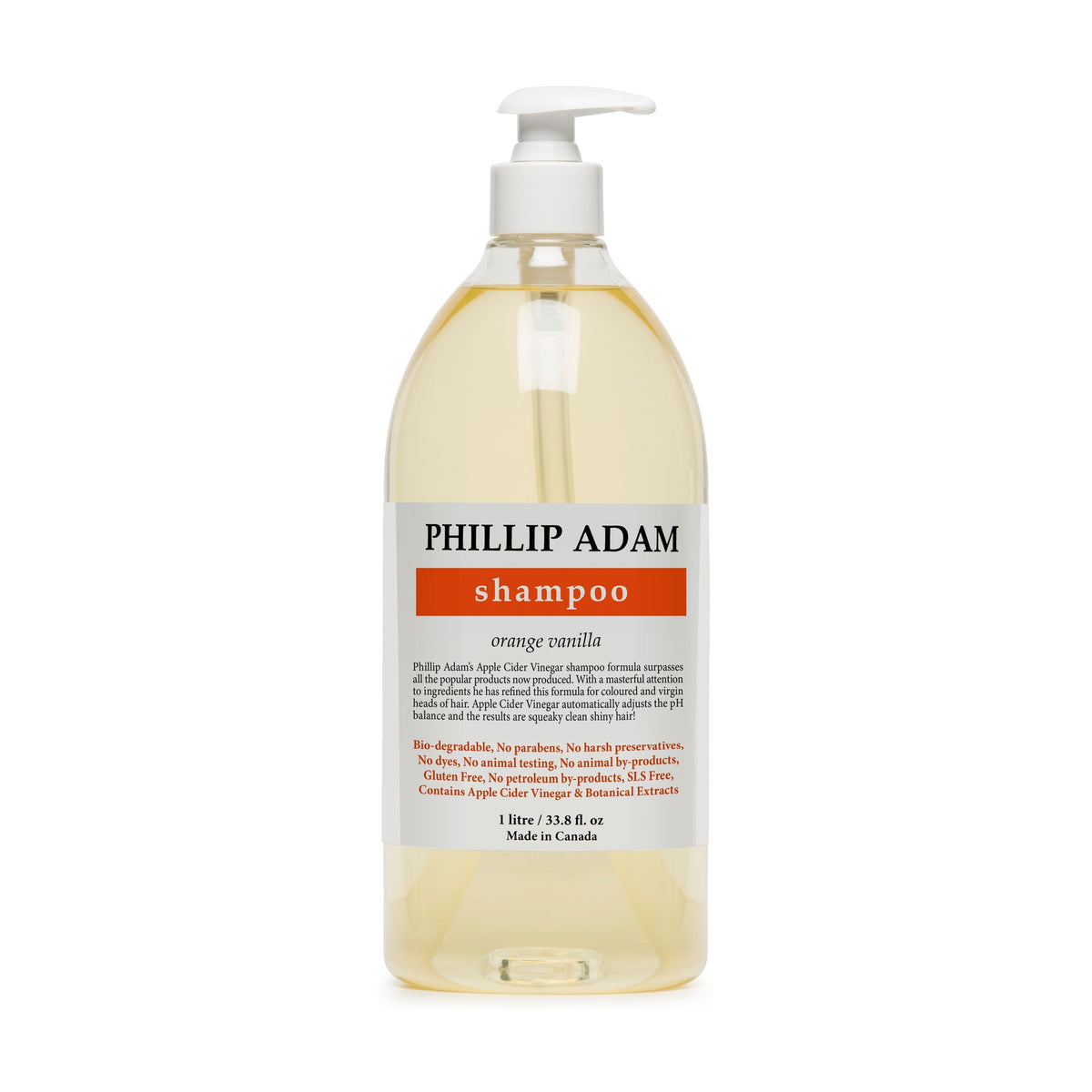 Phillip Adam Apple Cider Vinegar Shampoo, Sulfate-Free and pH-Balanced, 5 Scents, 60ml, 355ml or 1L - Orange Vanilla / 1L