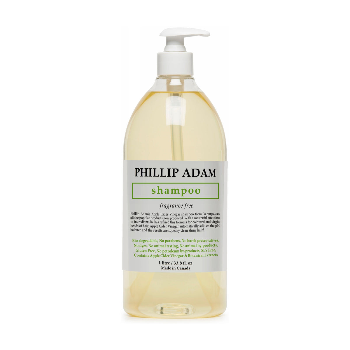 Phillip Adam Apple Cider Vinegar Shampoo, Sulfate-Free and pH-Balanced, 5 Scents, 60ml, 355ml or 1L - Unscented / 1L