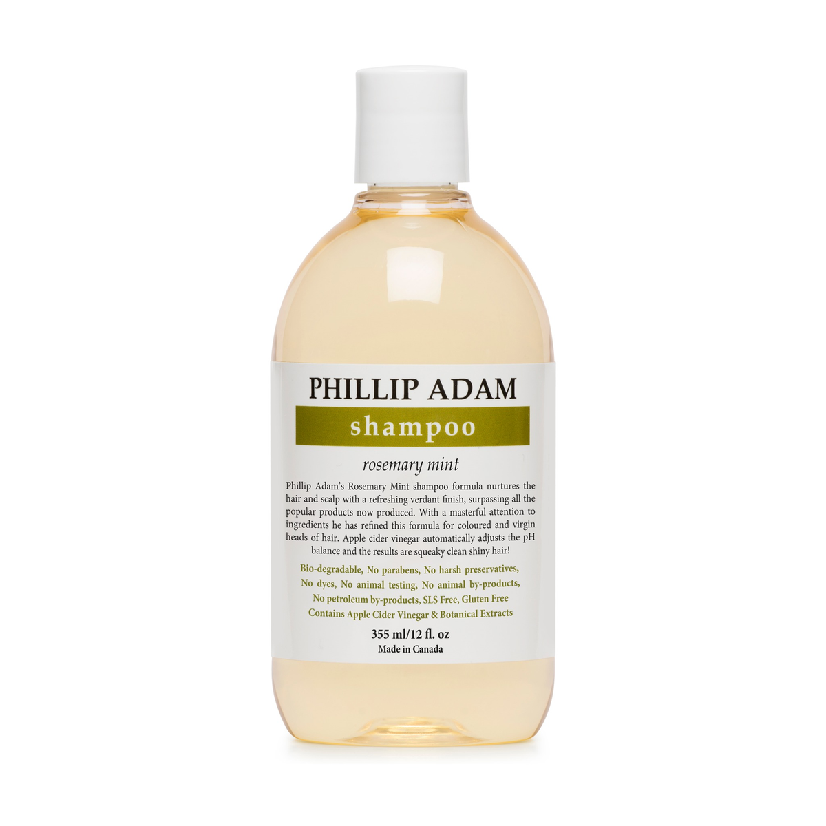 Phillip Adam Apple Cider Vinegar Shampoo, Sulfate-Free and pH-Balanced, 5 Scents, 60ml, 355ml or 1L - Rosemary Mint / 355ml