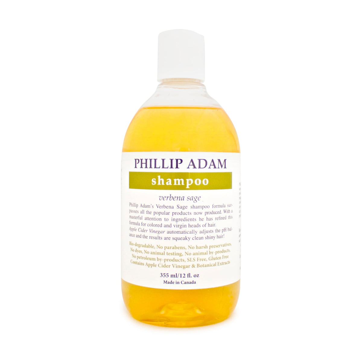 Phillip Adam Apple Cider Vinegar Shampoo, Sulfate-Free and pH-Balanced, 5 Scents, 60ml, 355ml or 1L - Verbena Sage / 355ml