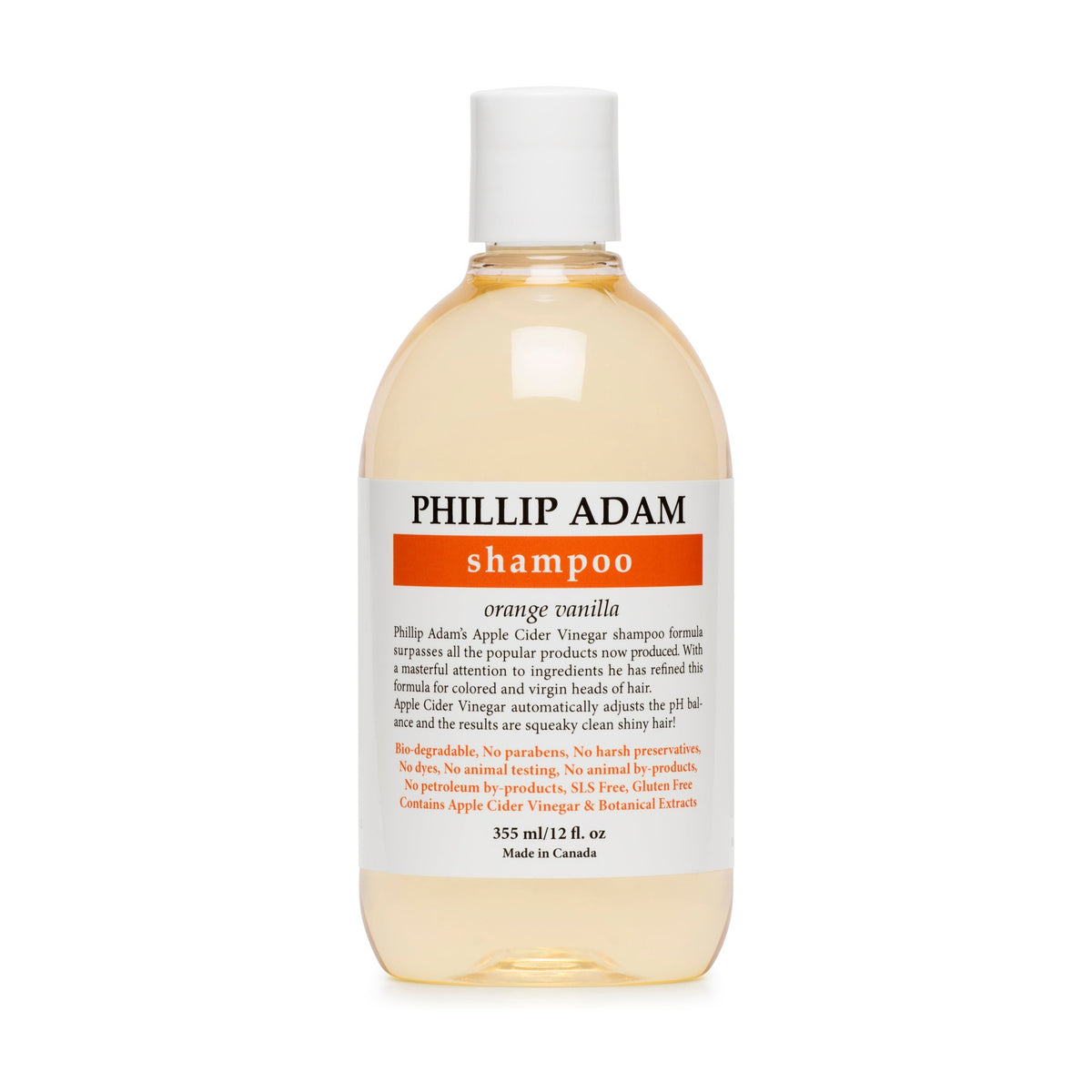 Phillip Adam Apple Cider Vinegar Shampoo, Sulfate-Free and pH-Balanced, 5 Scents, 60ml, 355ml or 1L - Orange Vanilla / 355ml