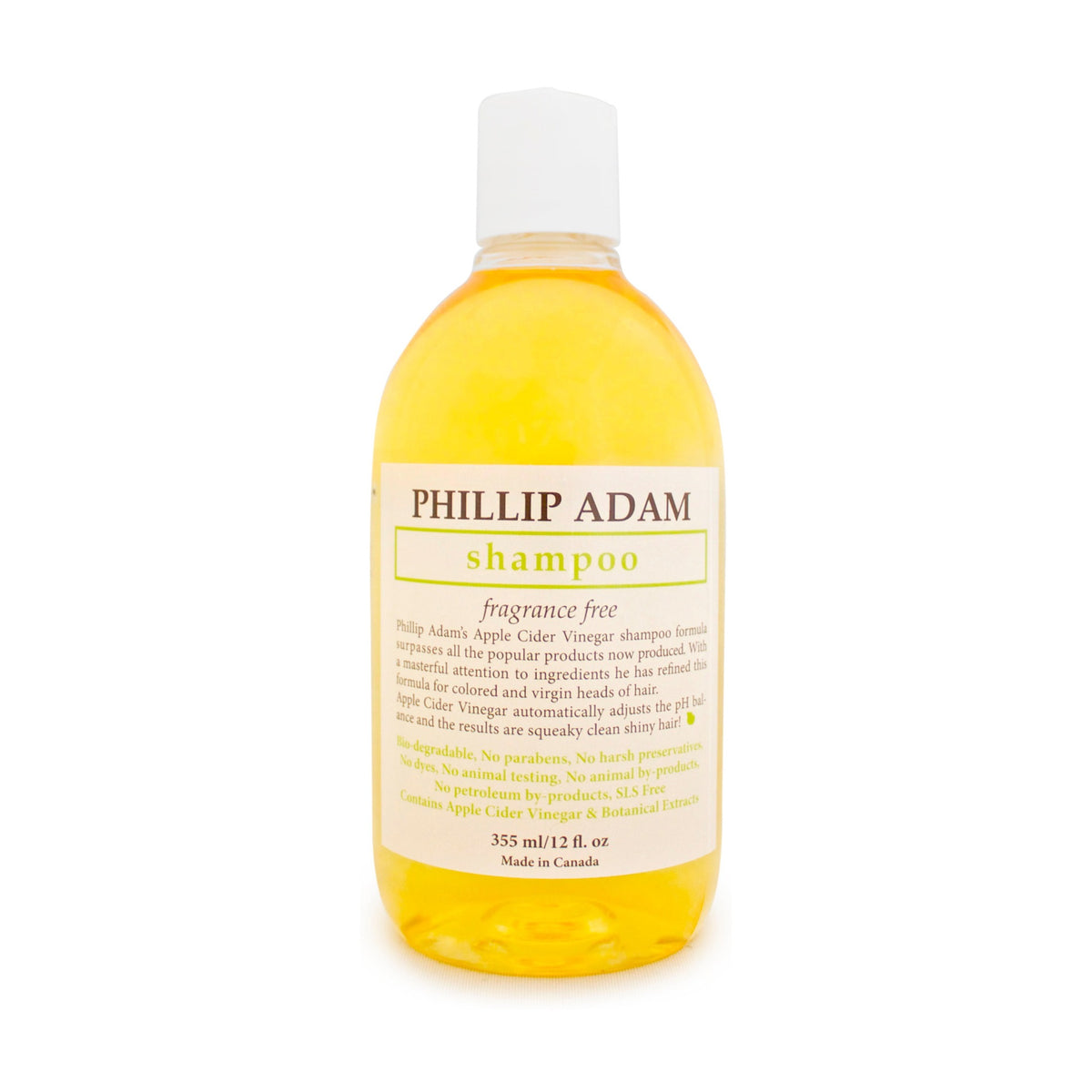 Phillip Adam Apple Cider Vinegar Shampoo, Sulfate-Free and pH-Balanced, 5 Scents, 60ml, 355ml or 1L - Unscented / 355ml