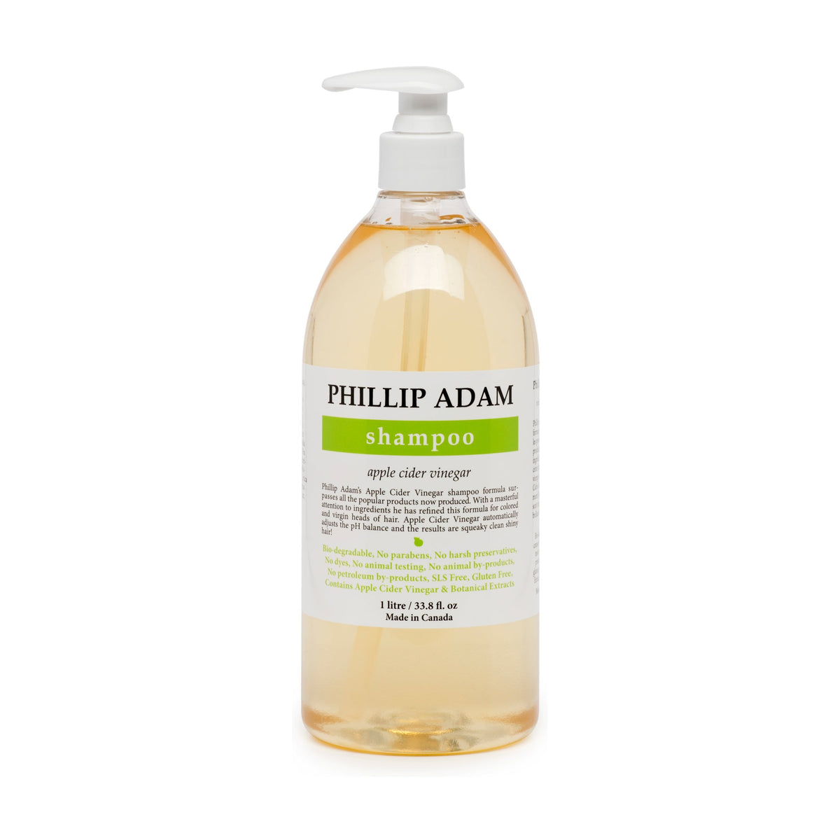 Phillip Adam Apple Cider Vinegar Shampoo, Sulfate-Free and pH-Balanced, 5 Scents, 60ml, 355ml or 1L - Original (Green Apple) / 1L