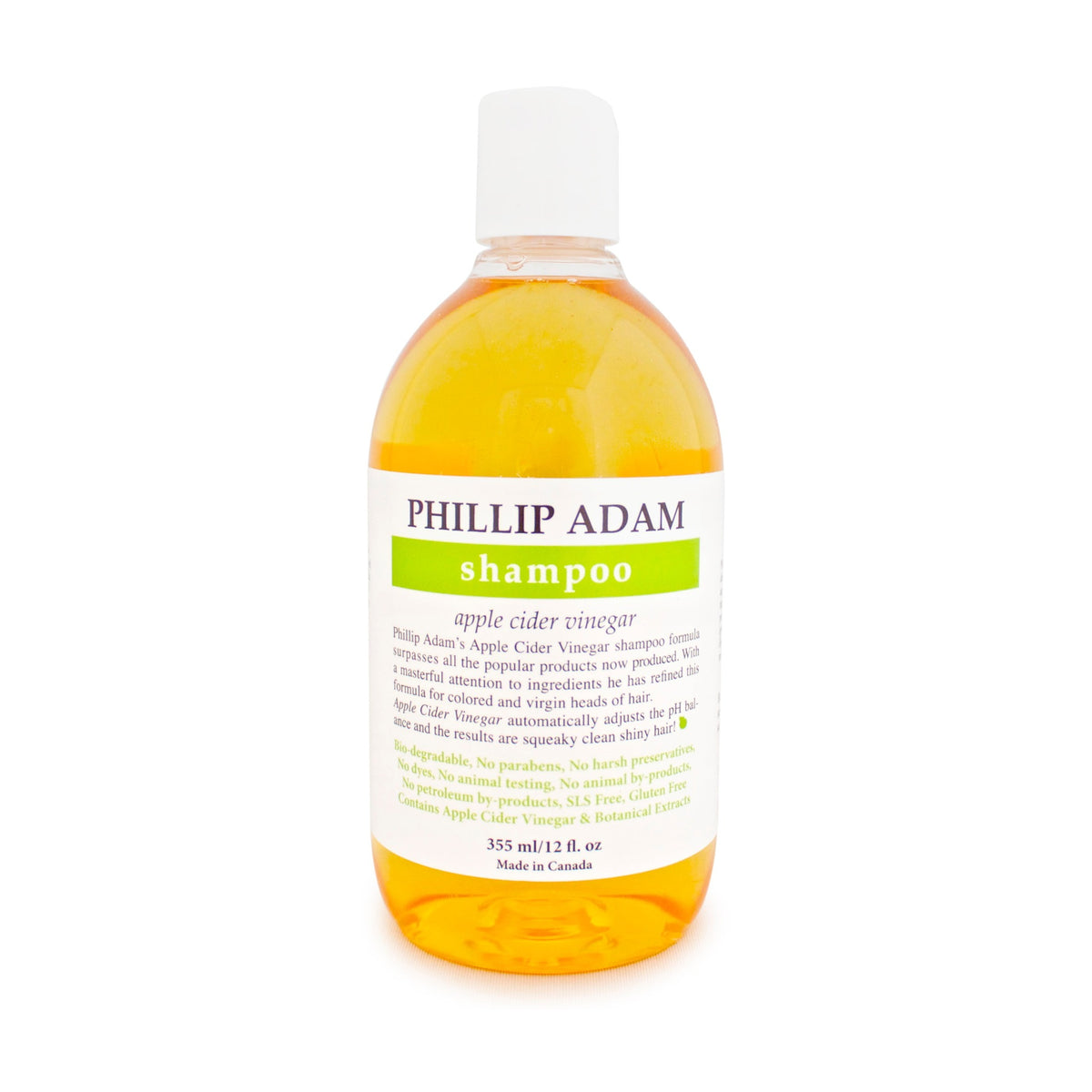 Phillip Adam Apple Cider Vinegar Shampoo, Sulfate-Free and pH-Balanced, 5 Scents, 60ml, 355ml or 1L - Original (Green Apple) / 355ml