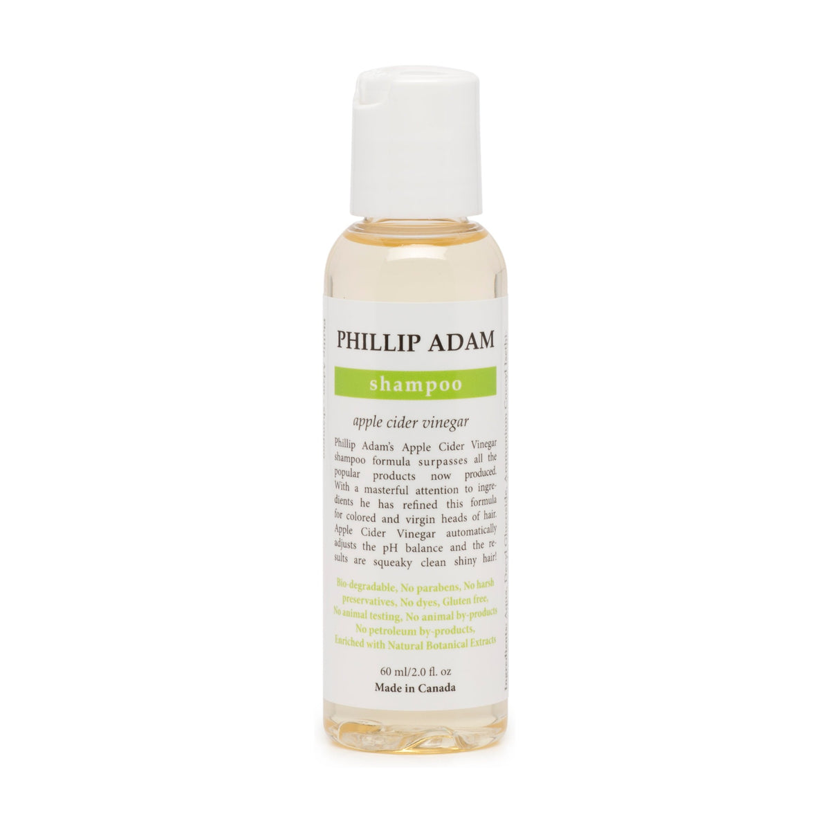 Phillip Adam Apple Cider Vinegar Shampoo, Sulfate-Free and pH-Balanced, 5 Scents, 60ml, 355ml or 1L - Original (Green Apple) / 60ml