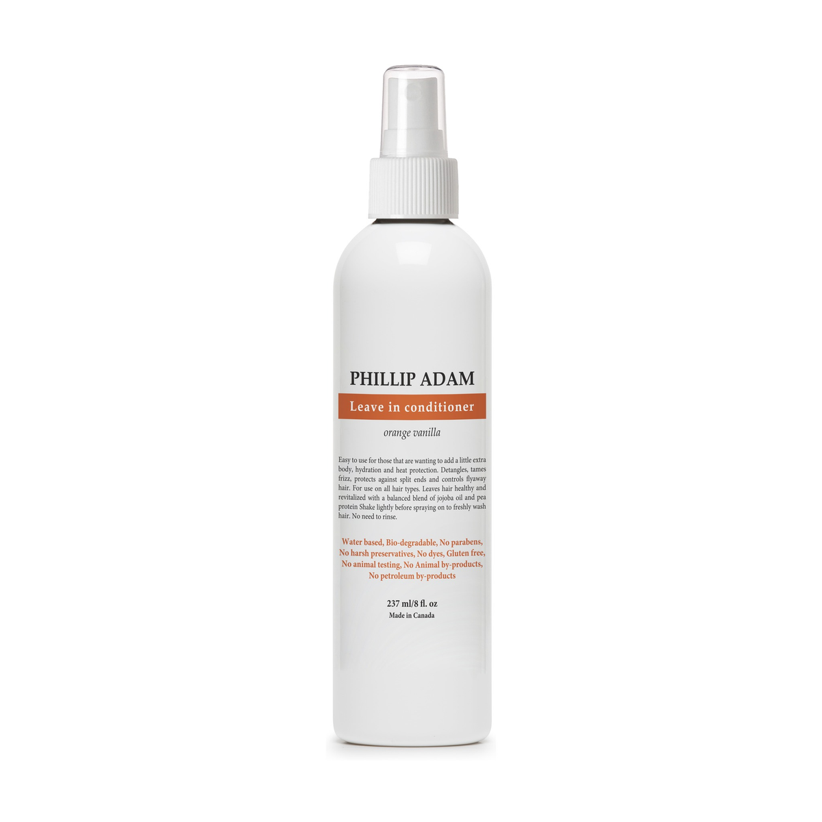 Phillip Adam Leave-In Conditioner Spray with Jojoba and Pea Protein, Detangler, Apple, Orange Vanilla or Fragrance Free, 237ml - Orange Vanilla
