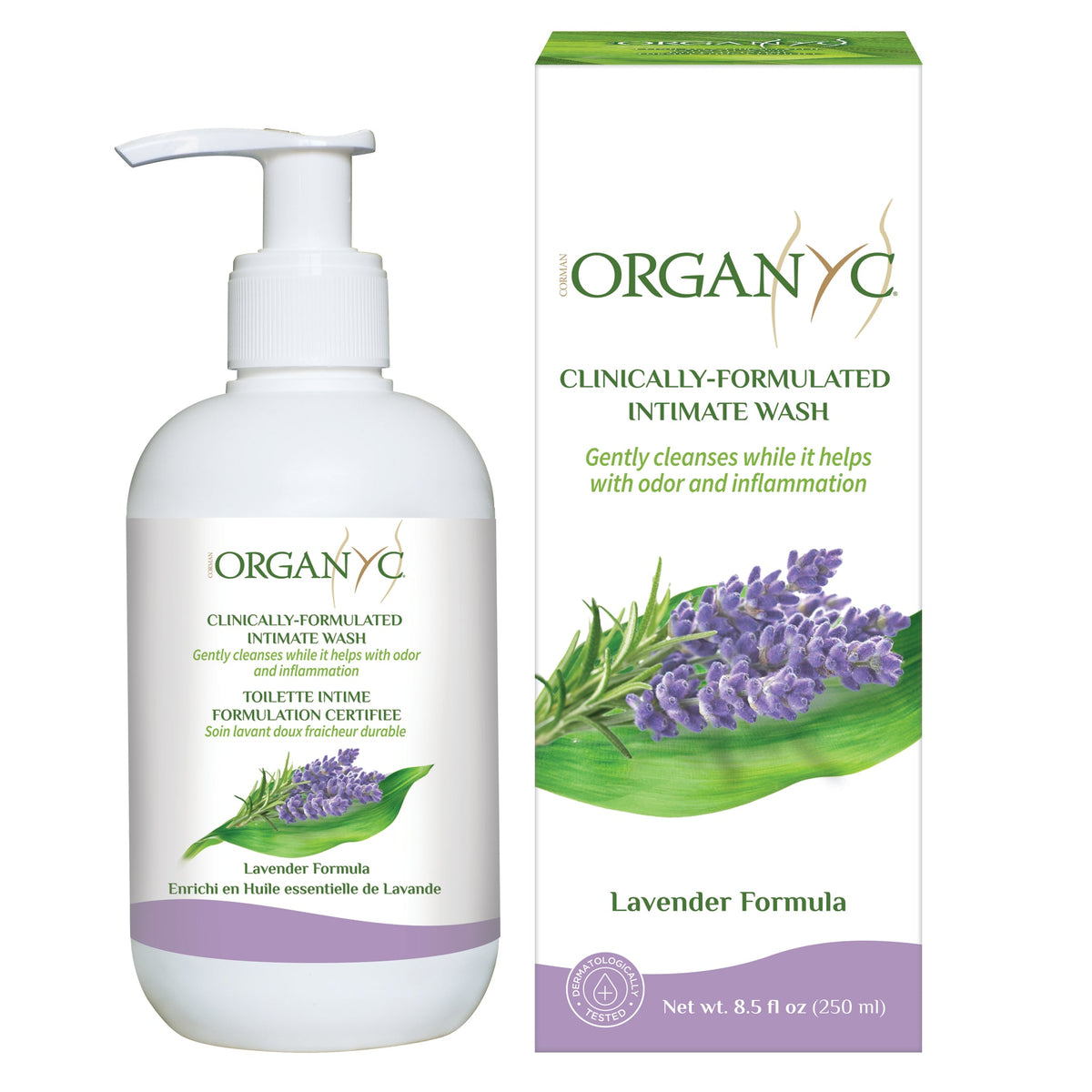 Organyc Feminine Intimate Wash for Sensitive Skin, Chamomile, Lavender or Tea Tree, 250ml - Lavender