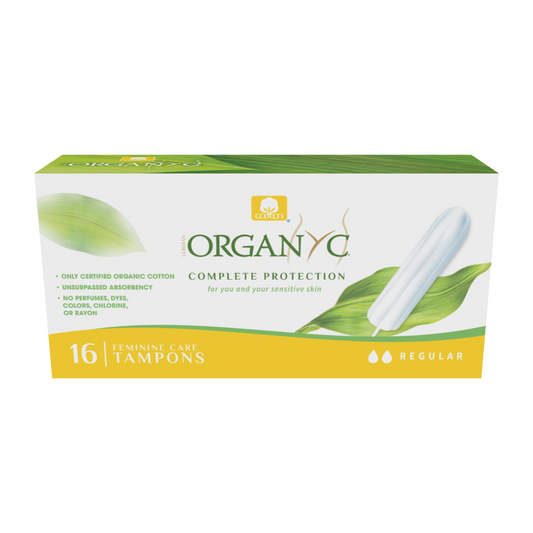 Organyc Organic Cotton Tampons, Non-Applicator, Cardboard or Compact Applicator, Regular, Super or Super Plus, 16 Tampons - Non-Applicator / Regular