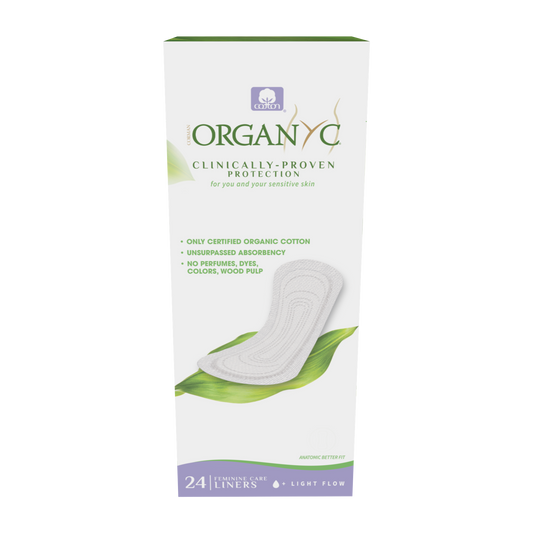Organyc Organic Cotton Panty Liners, Flat, Folded, Maxi or 2-in-1 Personal Fit, 20 to 24 Liners - Flat, Light Flow, 24 Liners