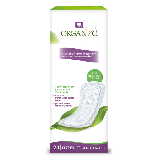 Organyc Light Incontinence Pads with Organic Cotton, Ultra-Thin Liner, Moderate, Maximum or Ultimate - Ultra-Thin Liner, 24