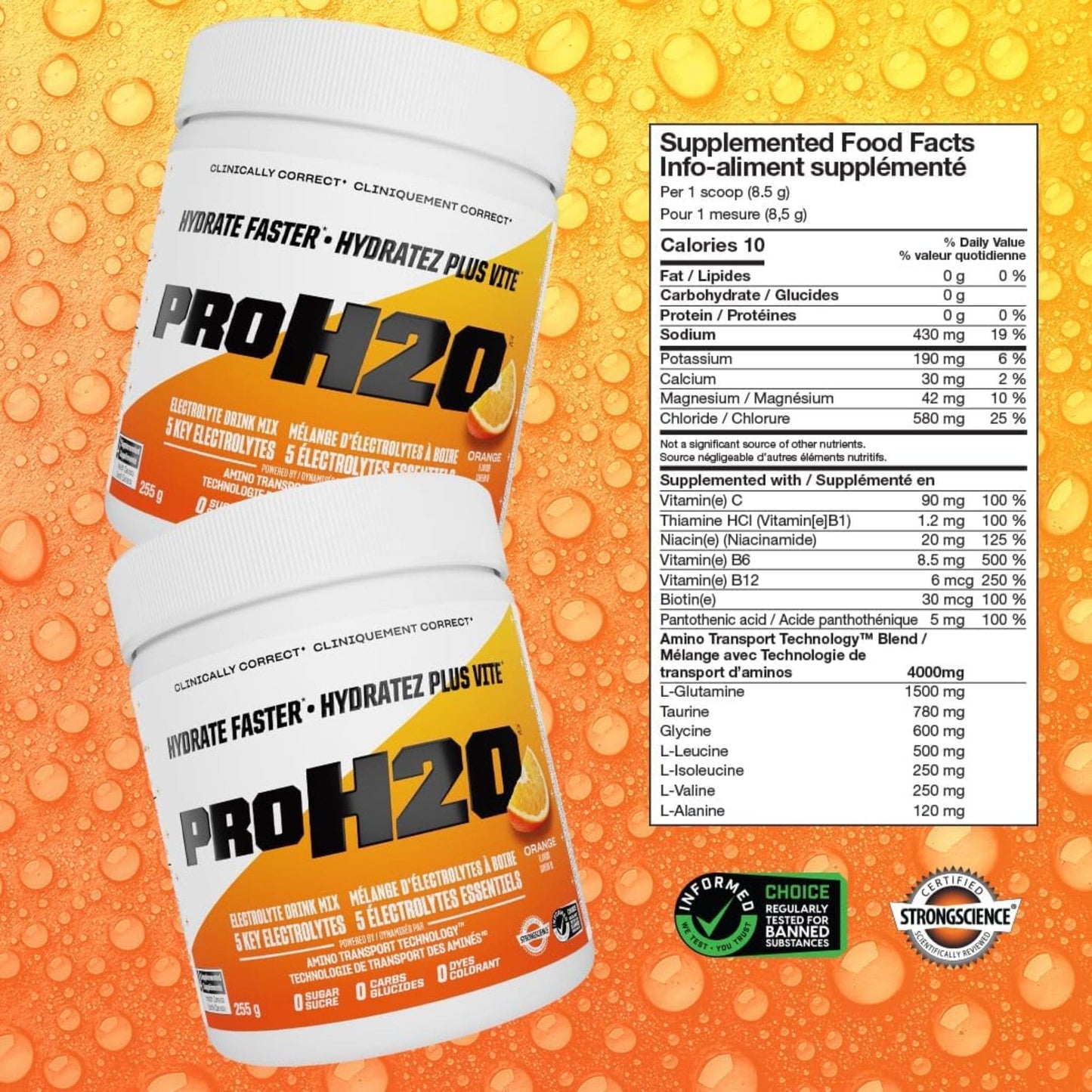 255 g Orange Krush'd | PVL Pro H20 Electrolytes Drink Mix