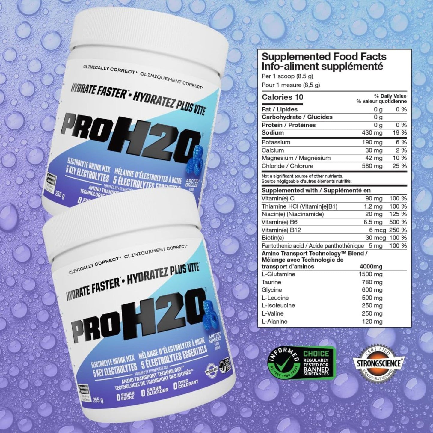 255 g Arctic Breeze | PVL Pro H20 Electrolytes Drink Mix