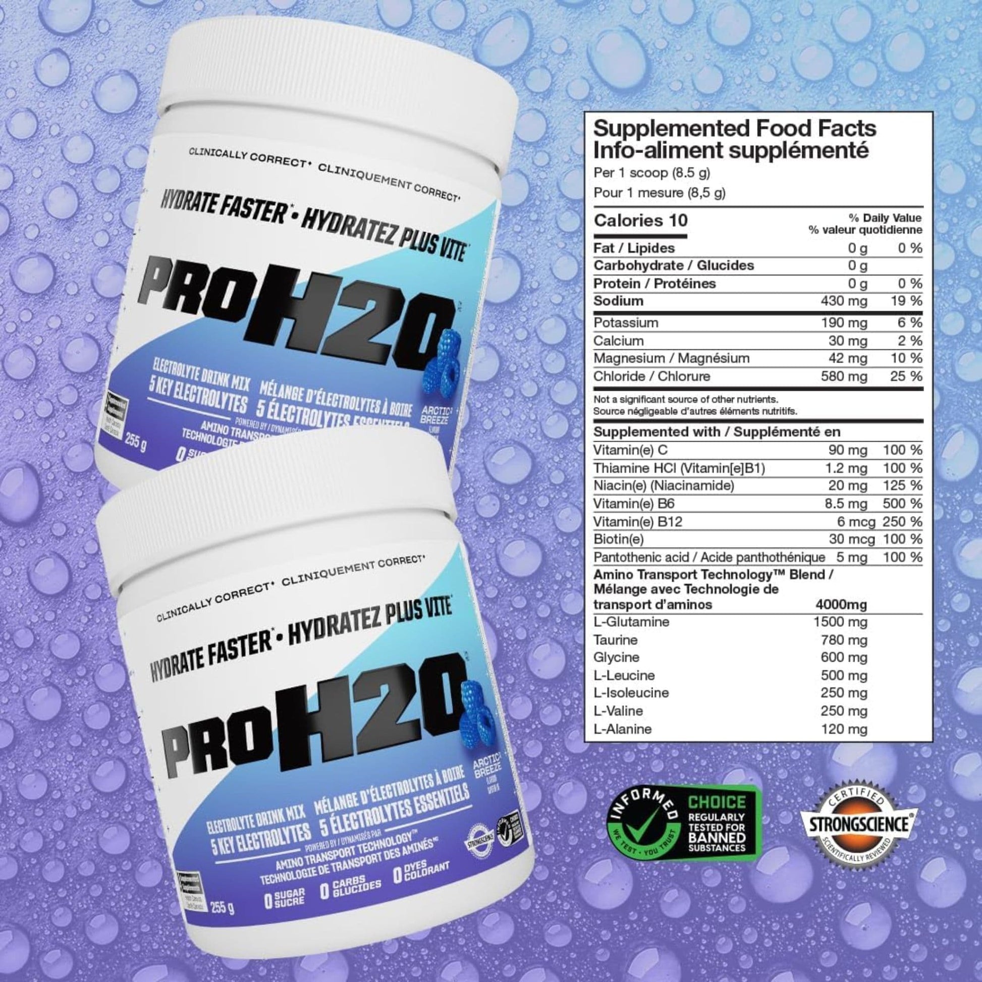 255 g Arctic Breeze | PVL Pro H20 Electrolytes Drink Mix