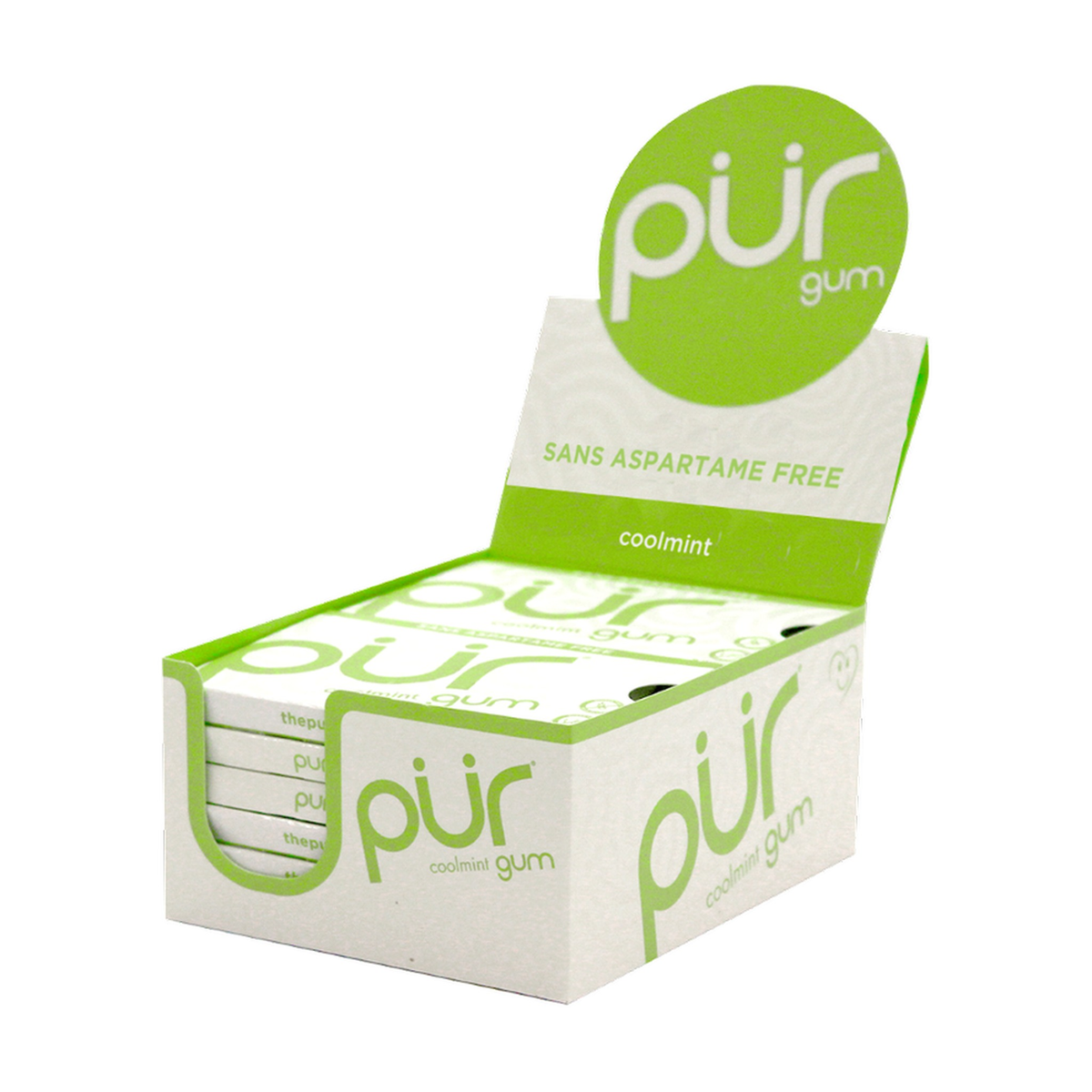 PUR Aspartame-Free Chewing Gum, Sweetened with 100% Xylitol, Sugar-Free, 8 Flavours, Case of 12 Bags (55 pc) or 12 Packs (9 pc) - Coolmint / Case of 12 Packs (9 Pieces Each)