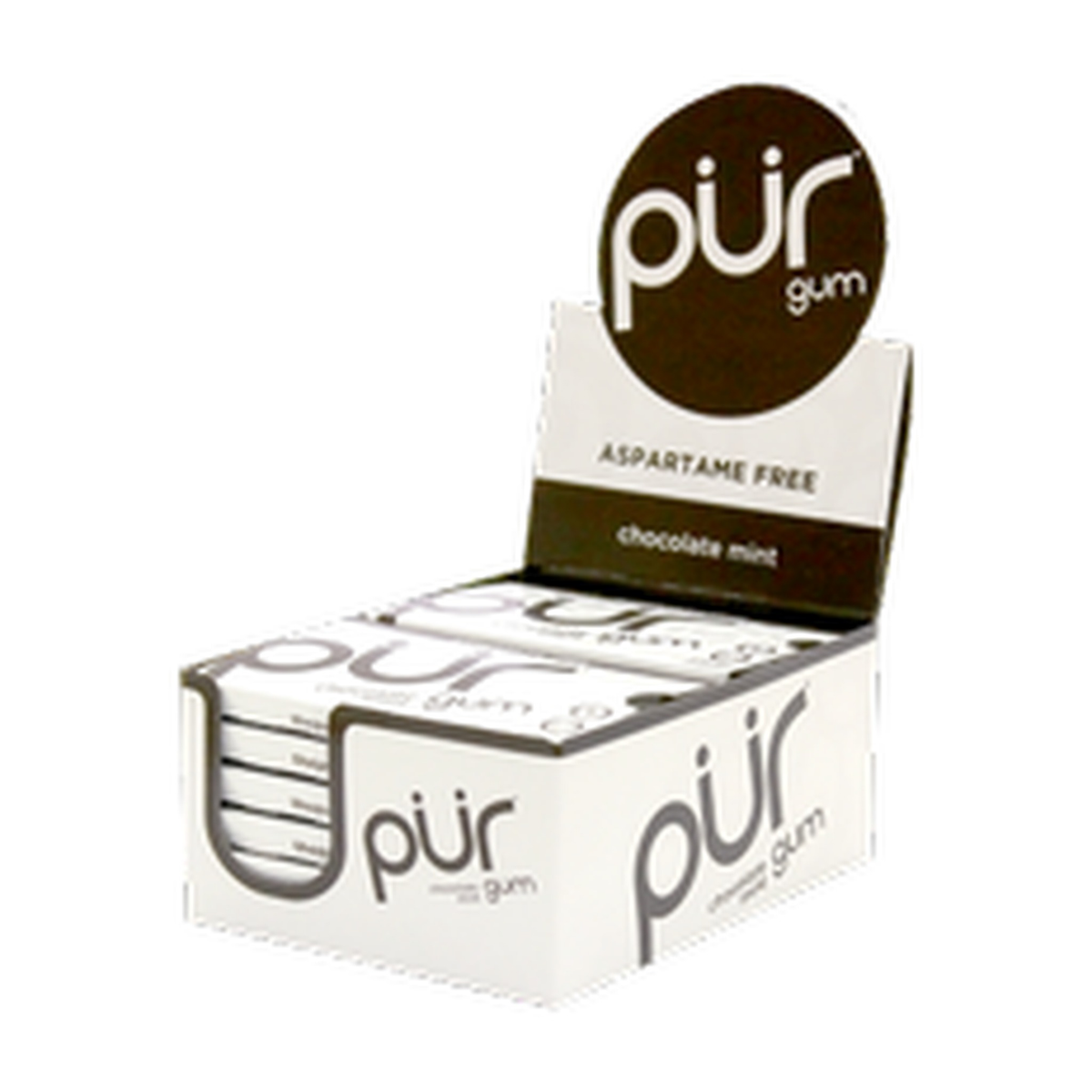 PUR Aspartame-Free Chewing Gum, Sweetened with 100% Xylitol, Sugar-Free, 8 Flavours, Case of 12 Bags (55 pc) or 12 Packs (9 pc) - Chocolate Mint / Case of 12 Packs (9 Pieces Each)